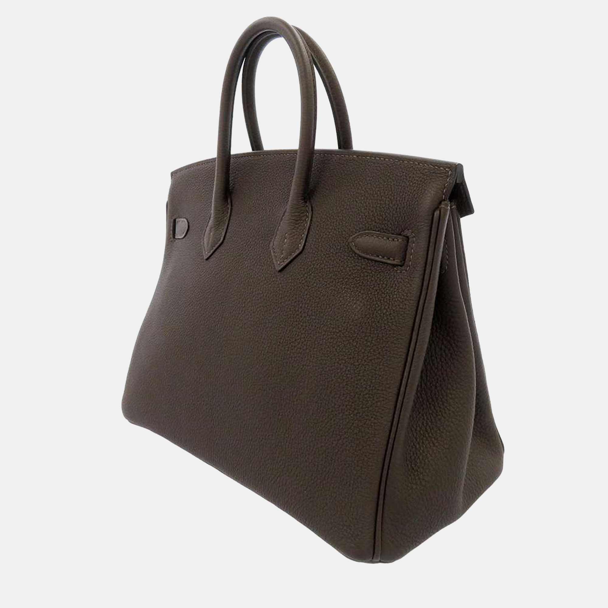 

Hermes Ebene Togo Leather Palladium Plated Hardware Birkin 25 Tote Bag, Brown