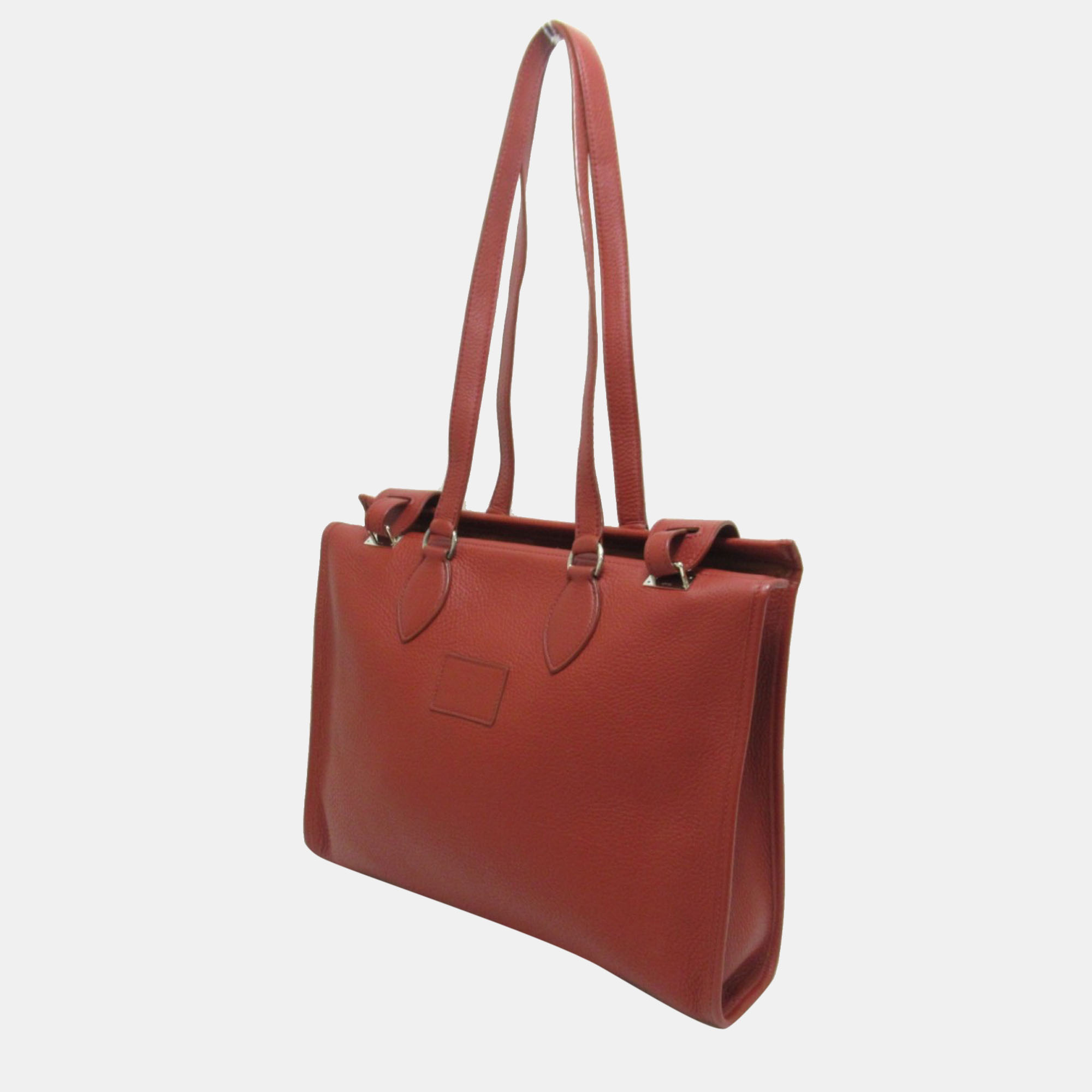 

Hermes Brown Taurillon Clemence Leather Cabas Bag, Red