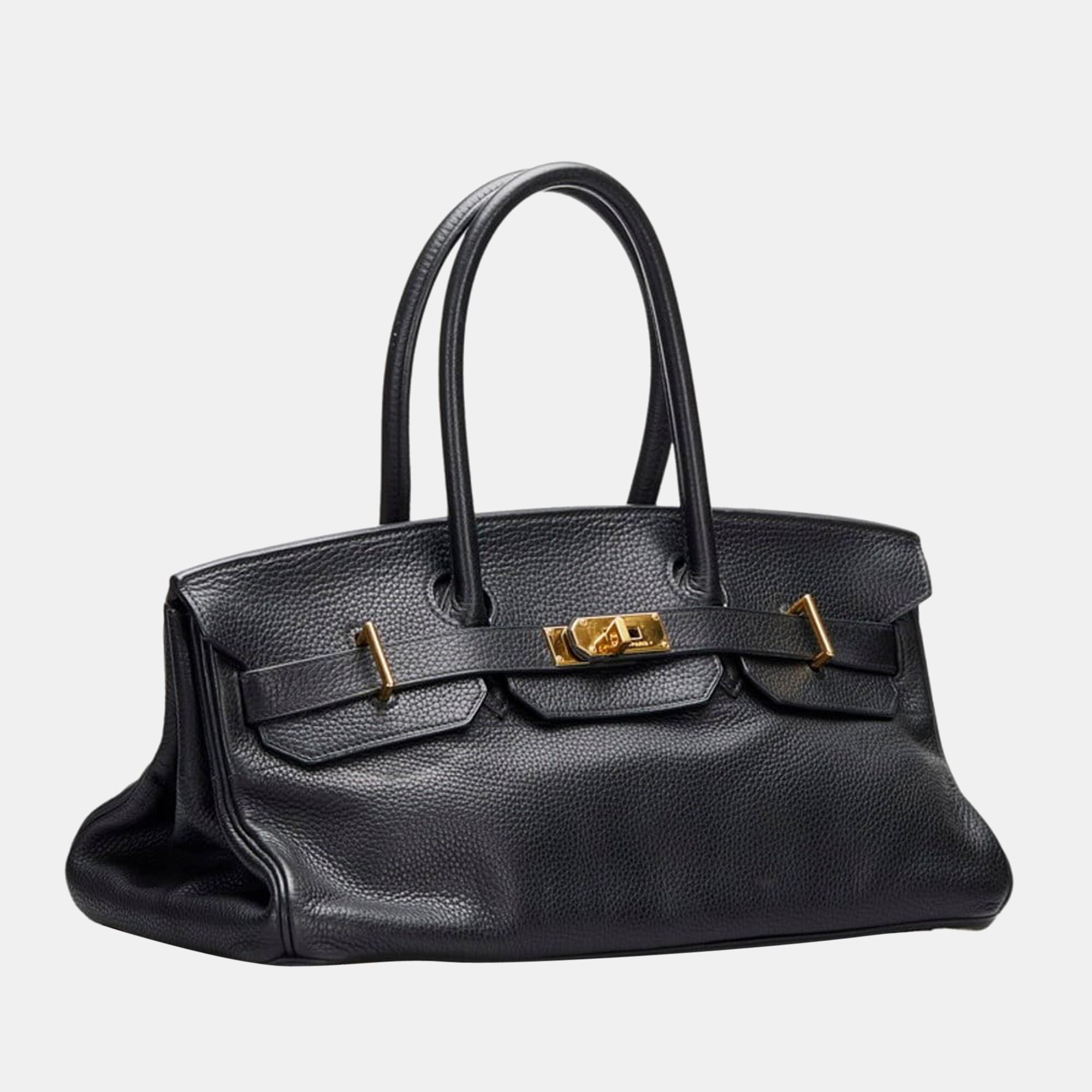 

Hermes shoulder Birkin 42 handbag black leather ladies