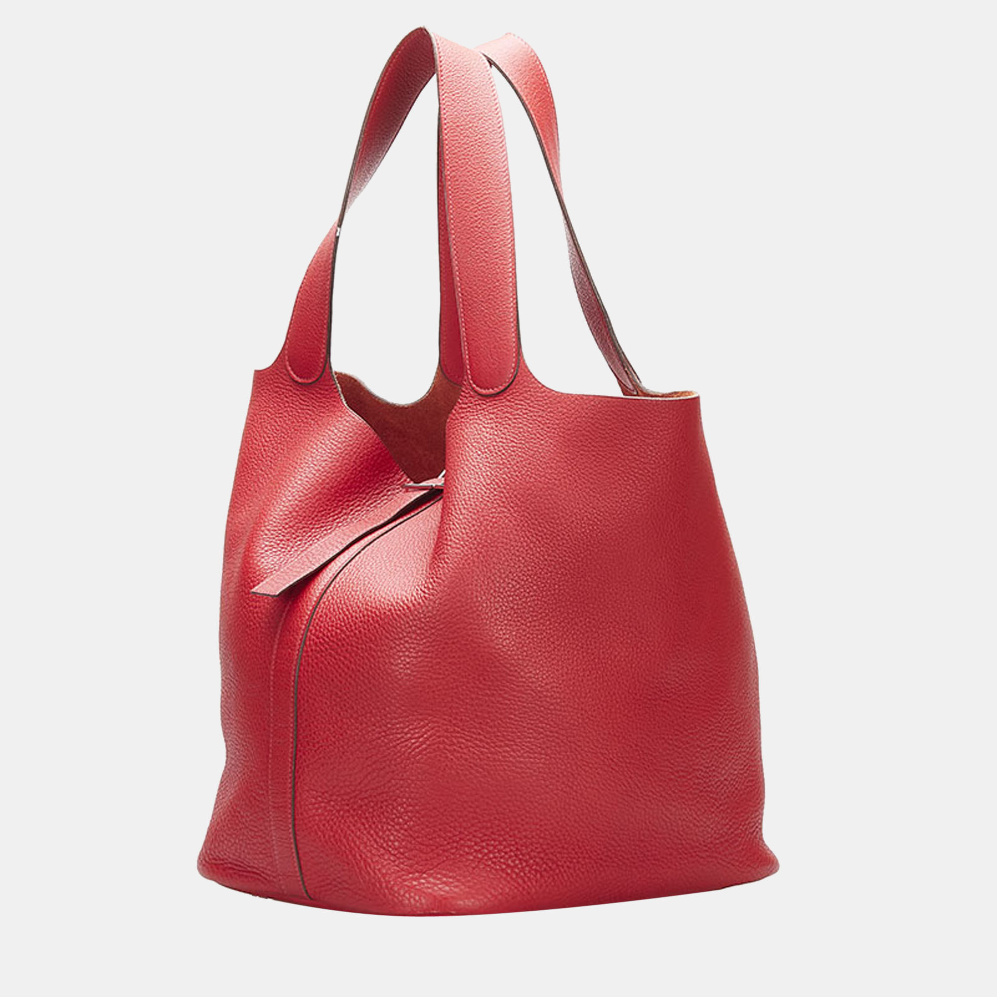 

Hermes Red Clemence Leather Picotin TGM Tote Bag
