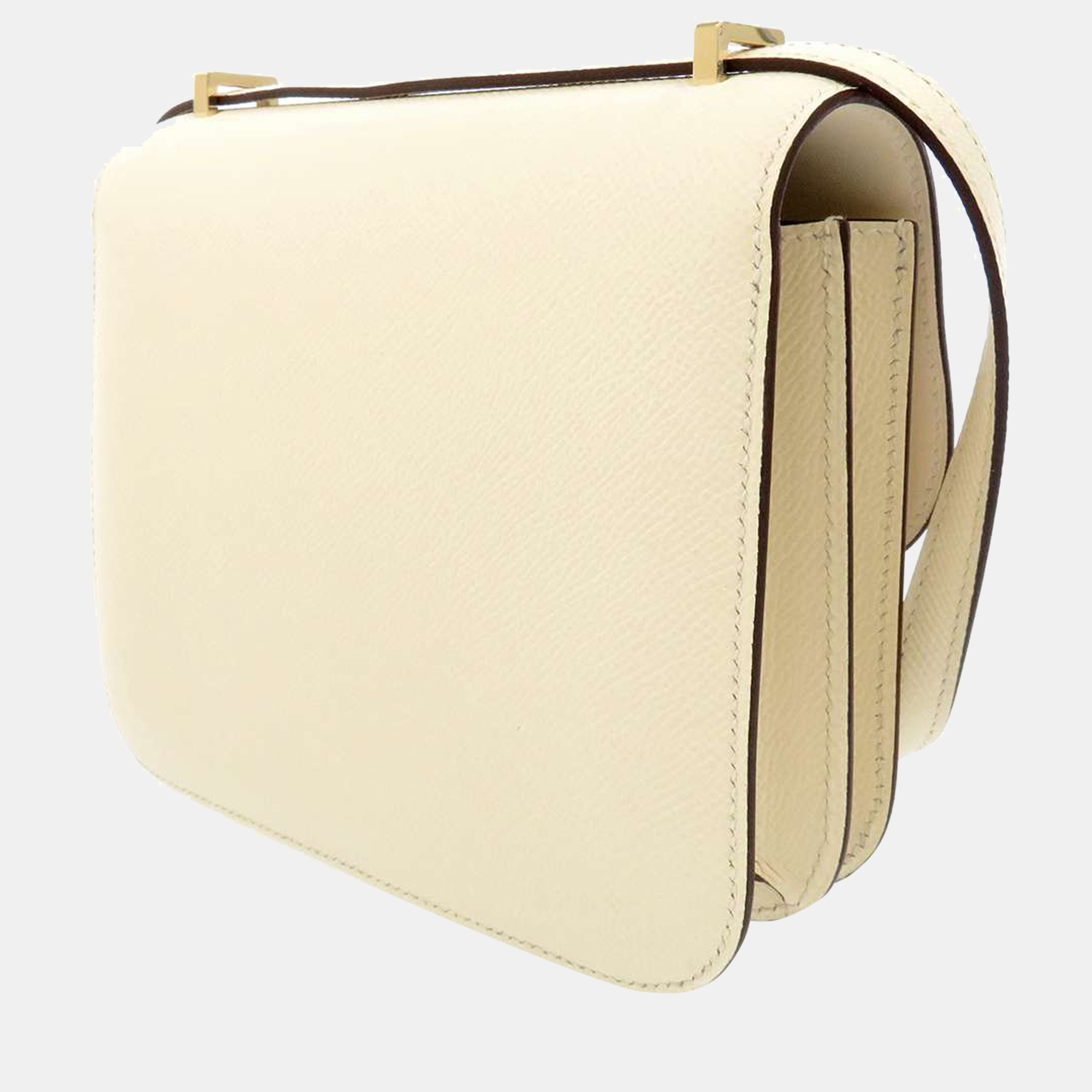 

Hermes White Epsom Leather Mini Constance Shoulder Bag