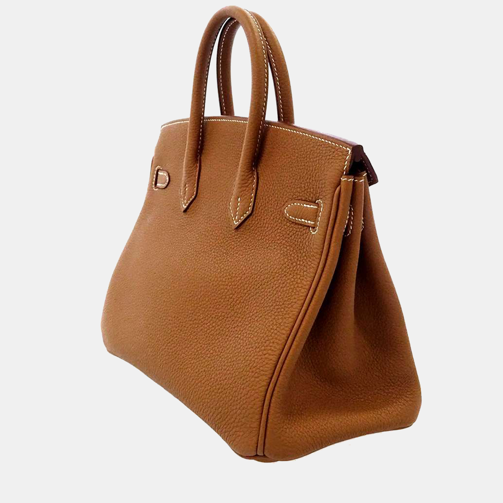 

Hermes Gold Togo Leather Palladium Plated Hardware Birkin 25 Tote Bag, Brown
