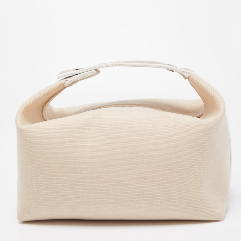 Hermès Large Bride-a-brac Cabriole Pouch In Canvas in White