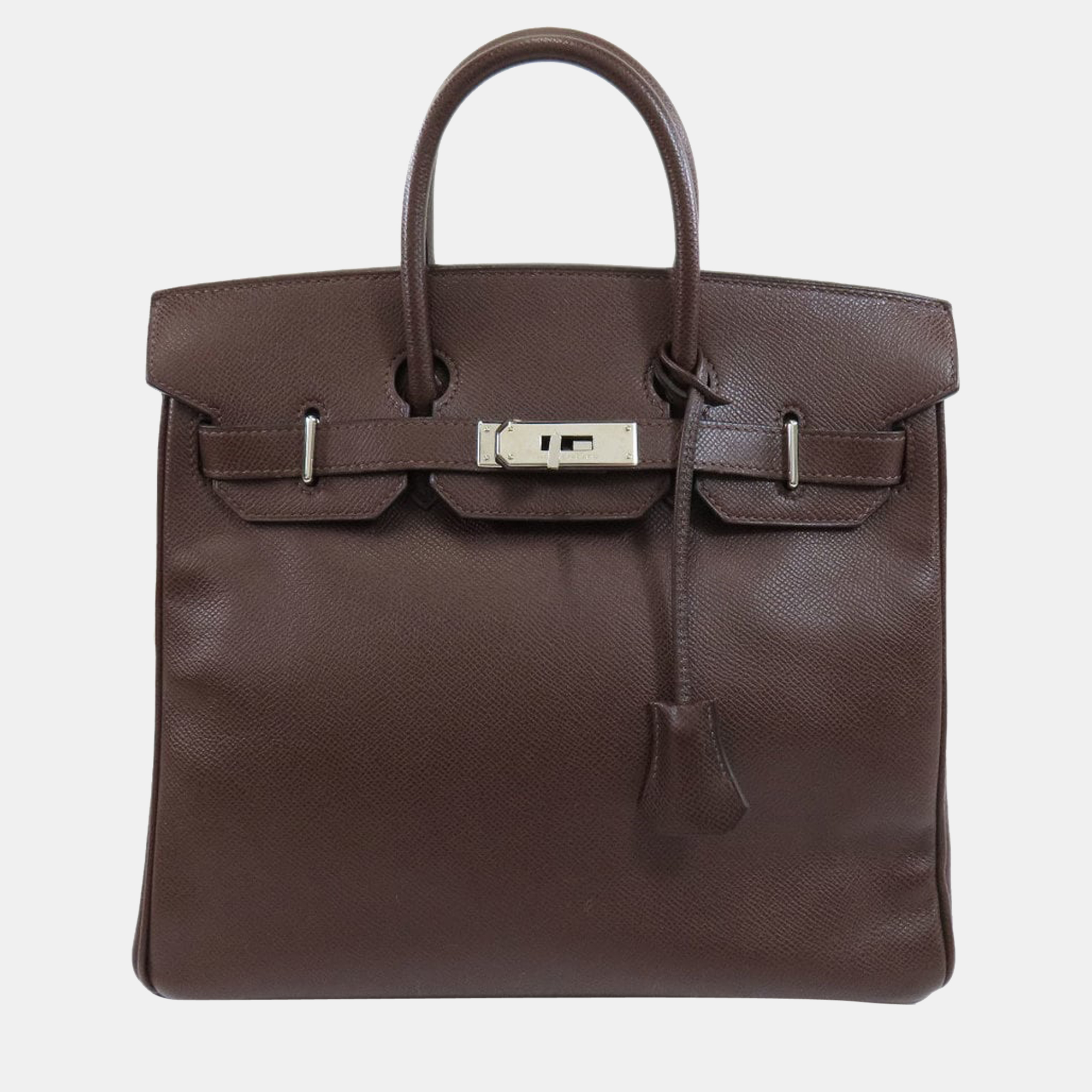 Pre-owned Hermes Hauta Croix 28 Dark Brown Handbag Epson Ladies