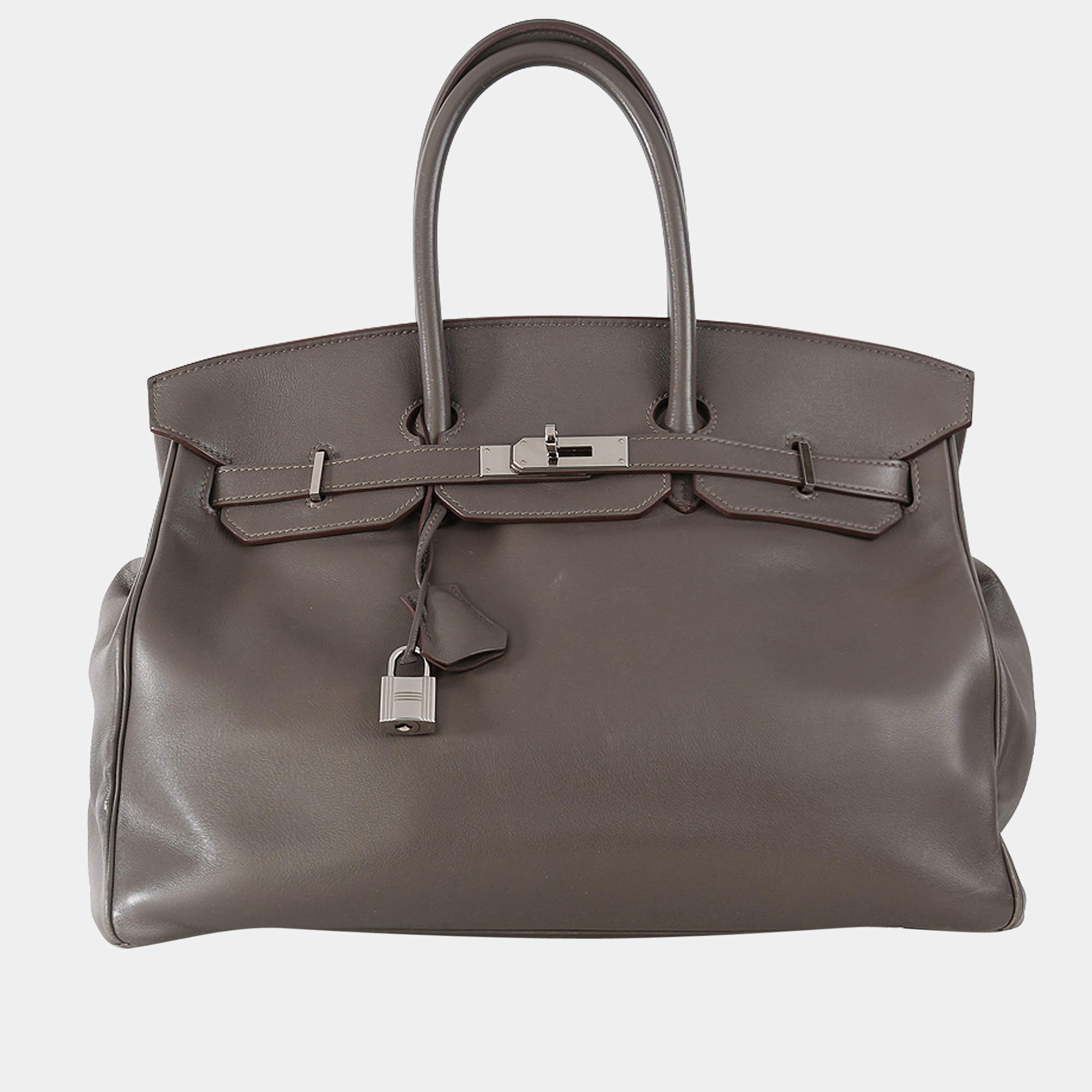 Pre-owned Hermes Grey Swift Leather Palladium Hardware Birkin 35 Bag