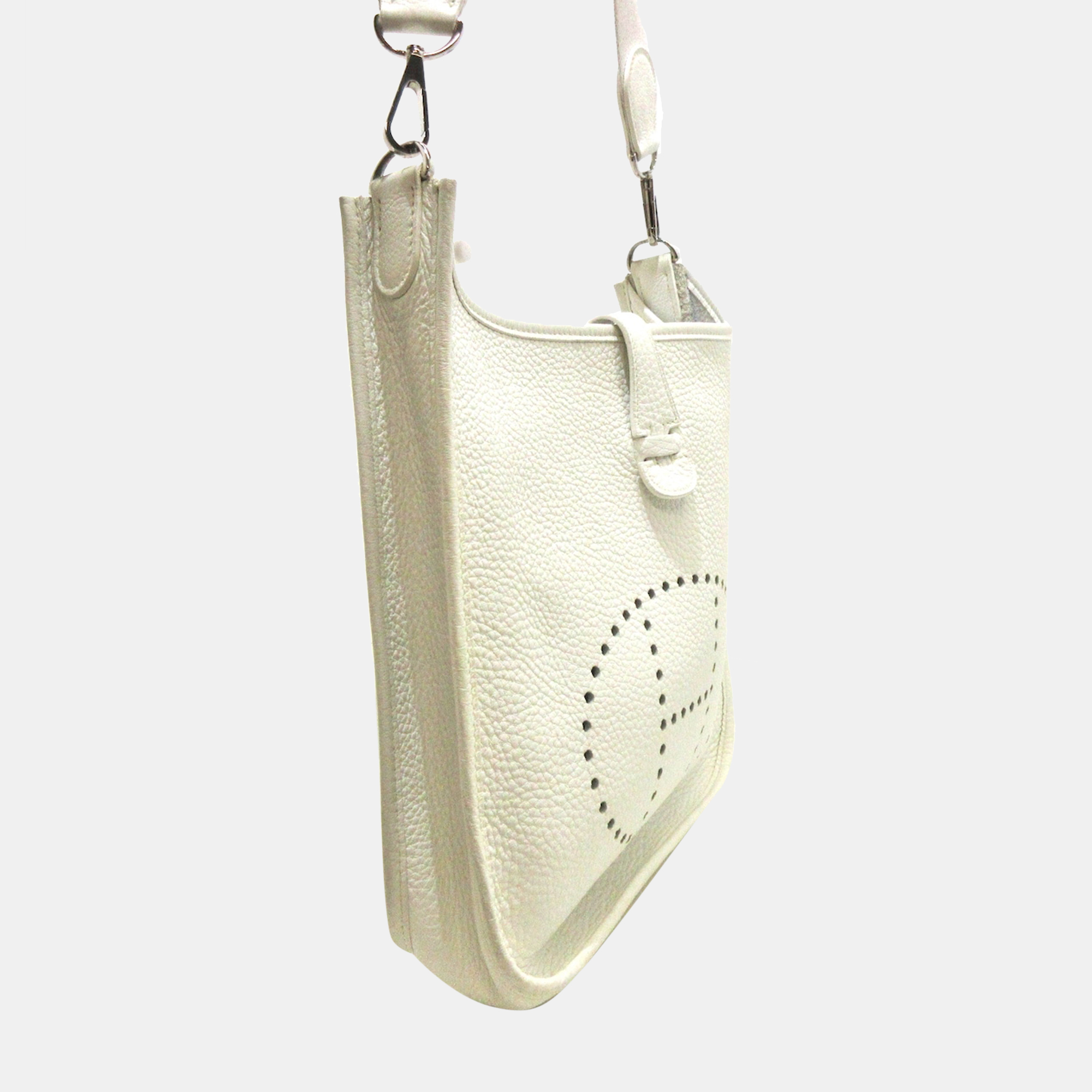 

Hermes White Clemence Leather Evelyne PM Shoulder Bag Bag