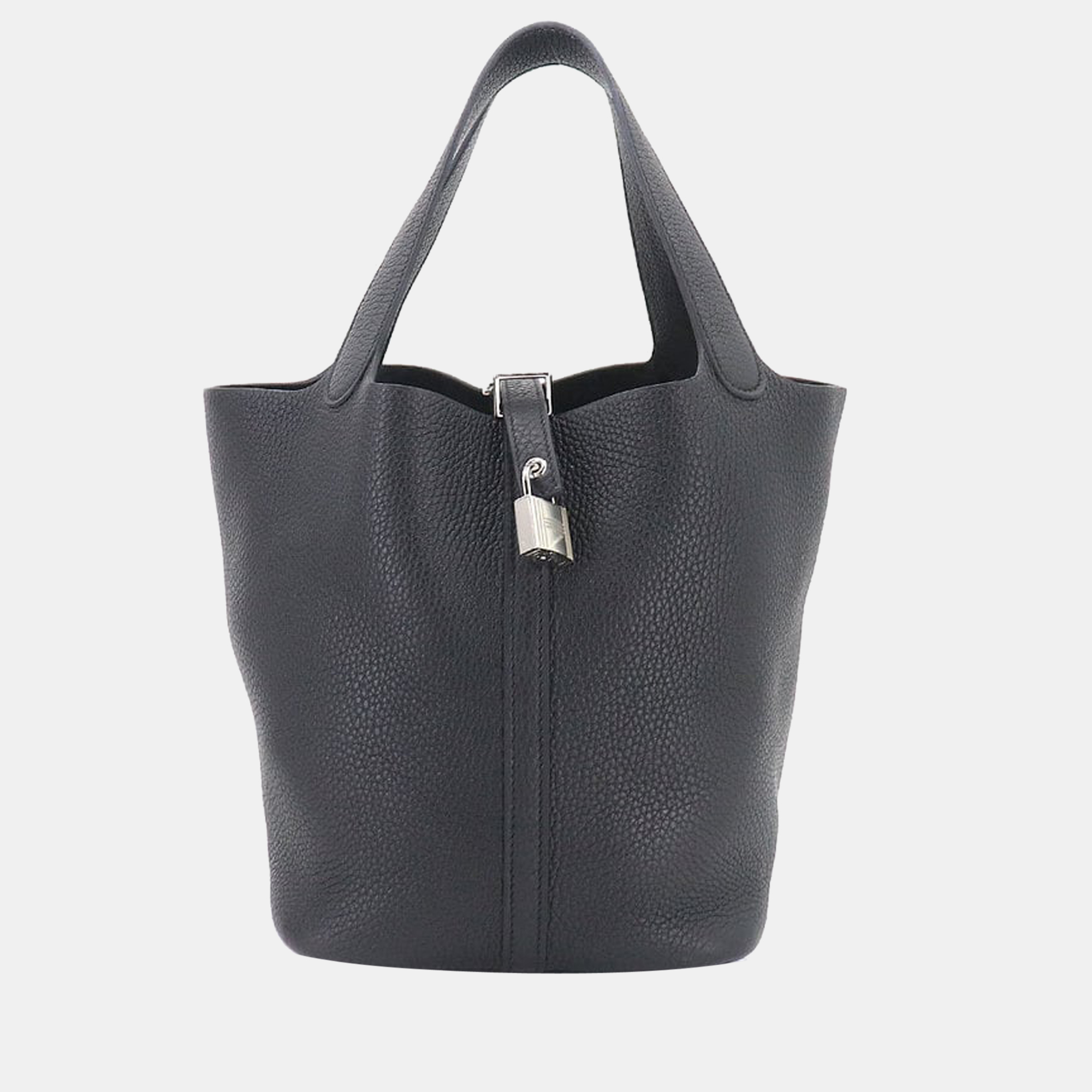 

Hermes picotin lock MM hand bag aurillon Clemence black Y engraved silver metal fittings Picotin Lock