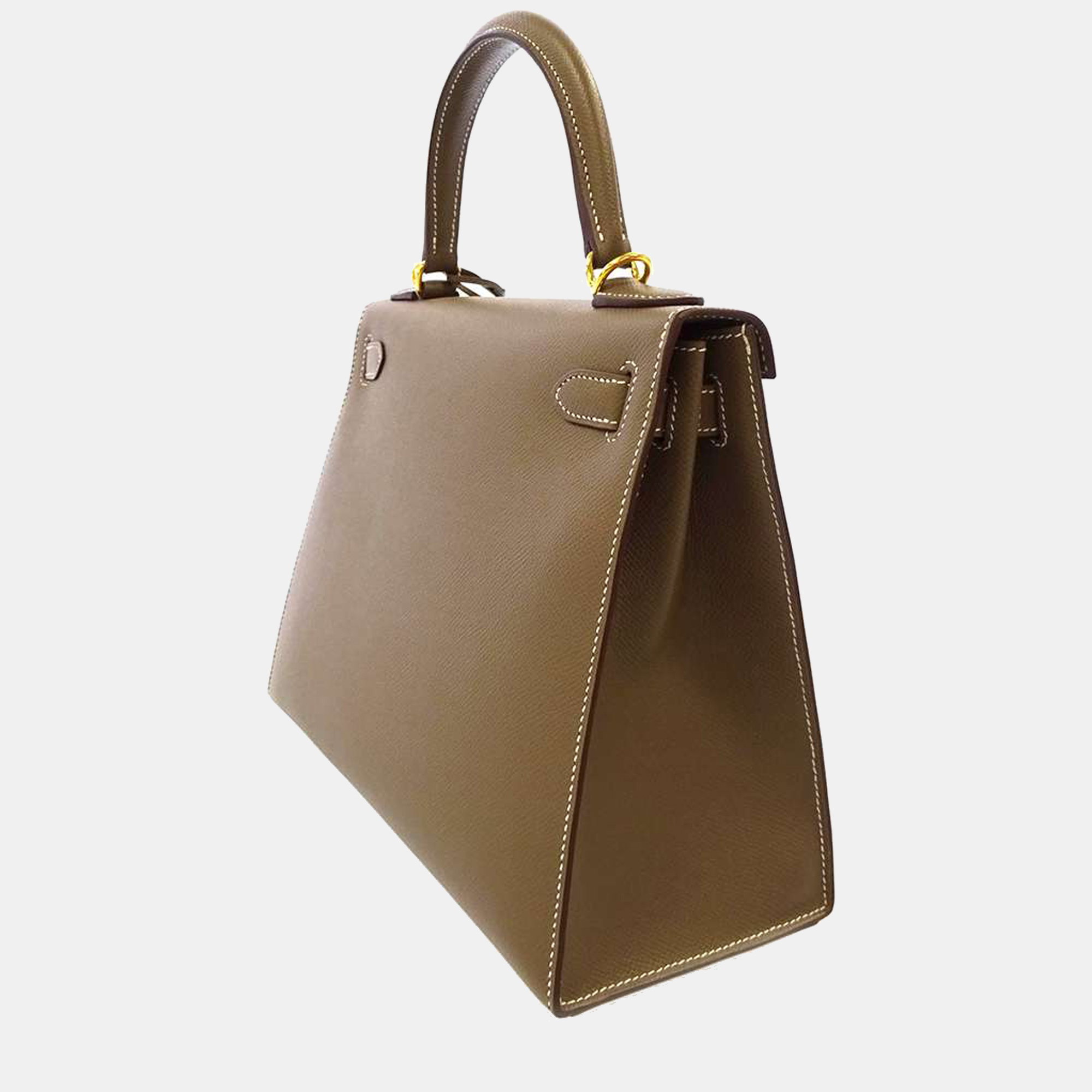 

Hermes Grey Epsom Leather Gold Hardware Kelly Sellier 28 Bag