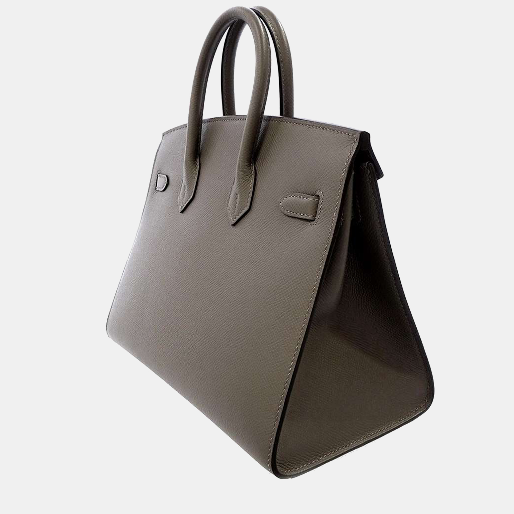 

Hermes Grey Epsom Leather Palladium Hardware Birkin Sellier 25 Bag