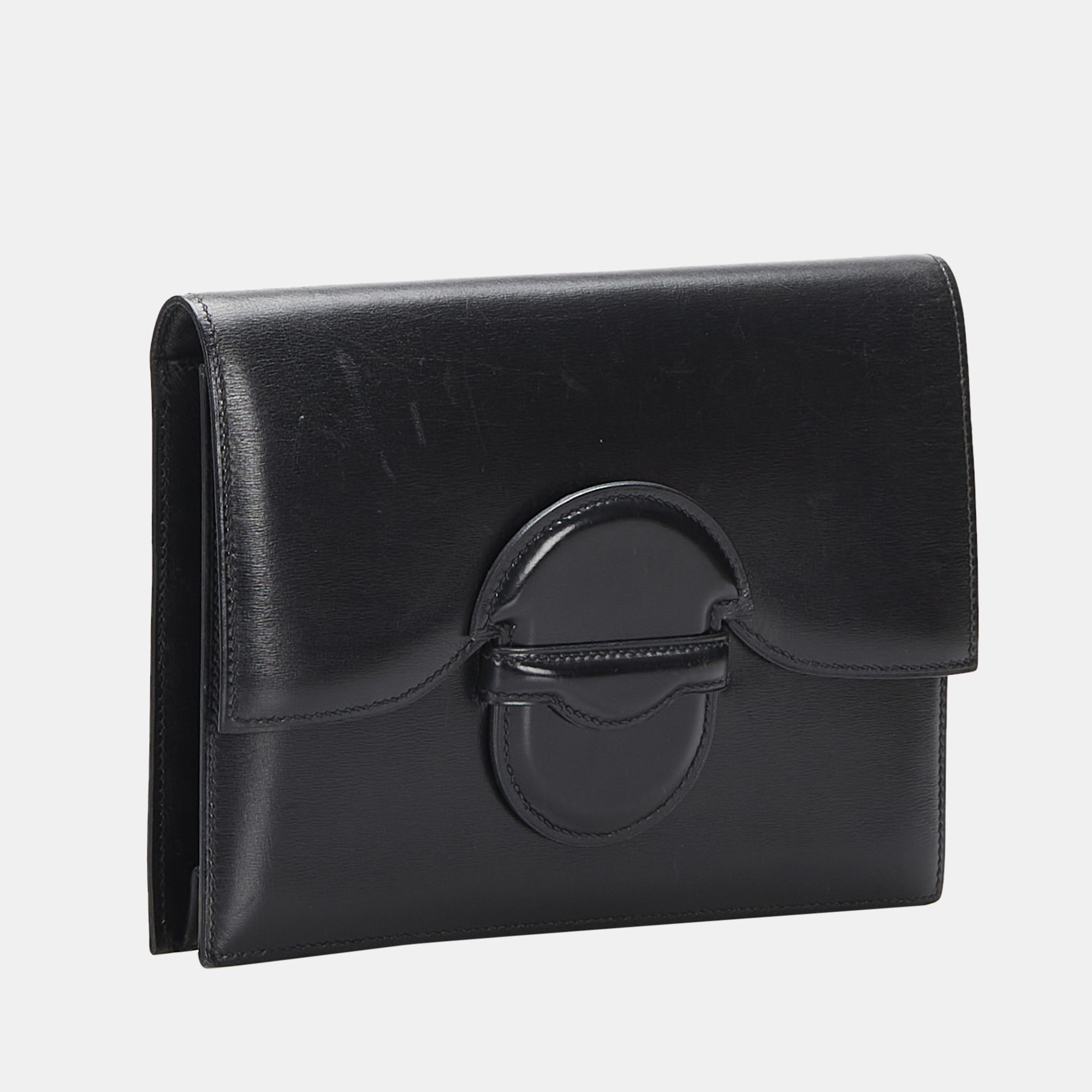 

Hermes Black Box Calf Leather Clutch Bag