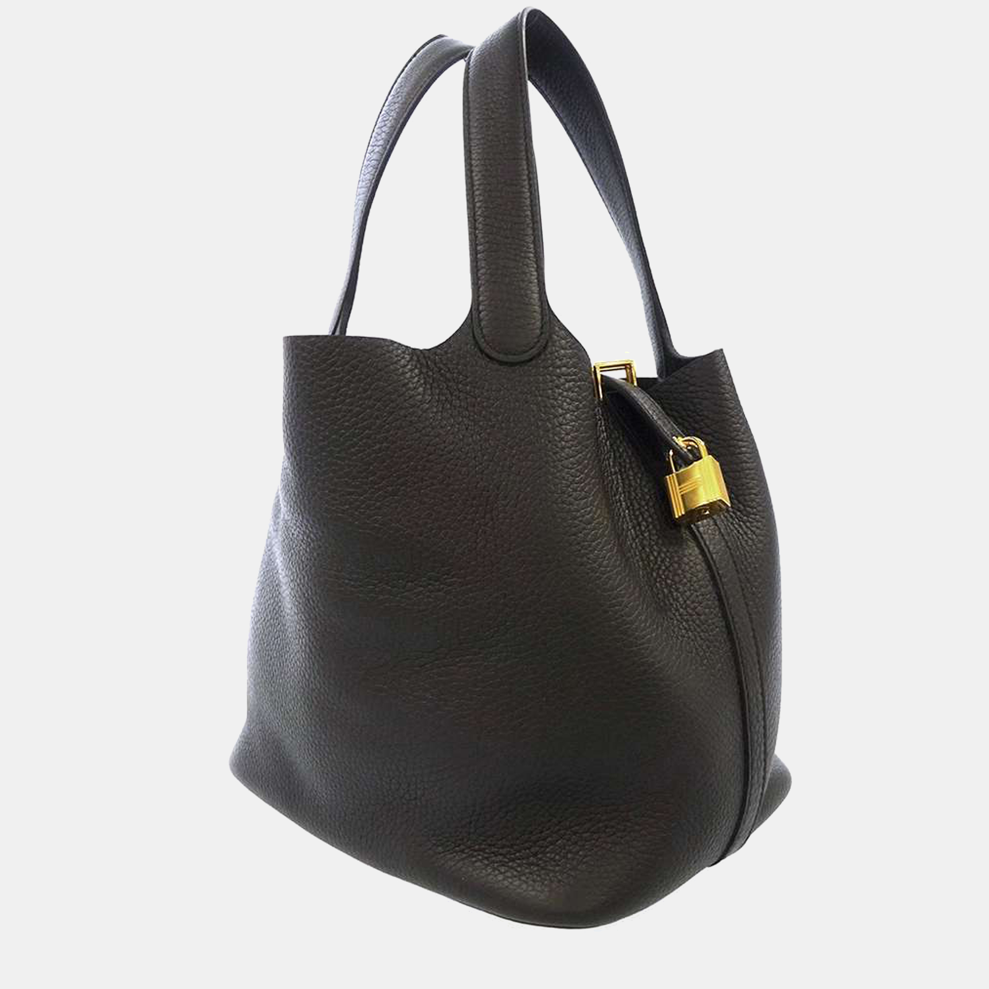 

Hermes Black Taurillon Clemence Leather Picotin Lock MM Tote Bag