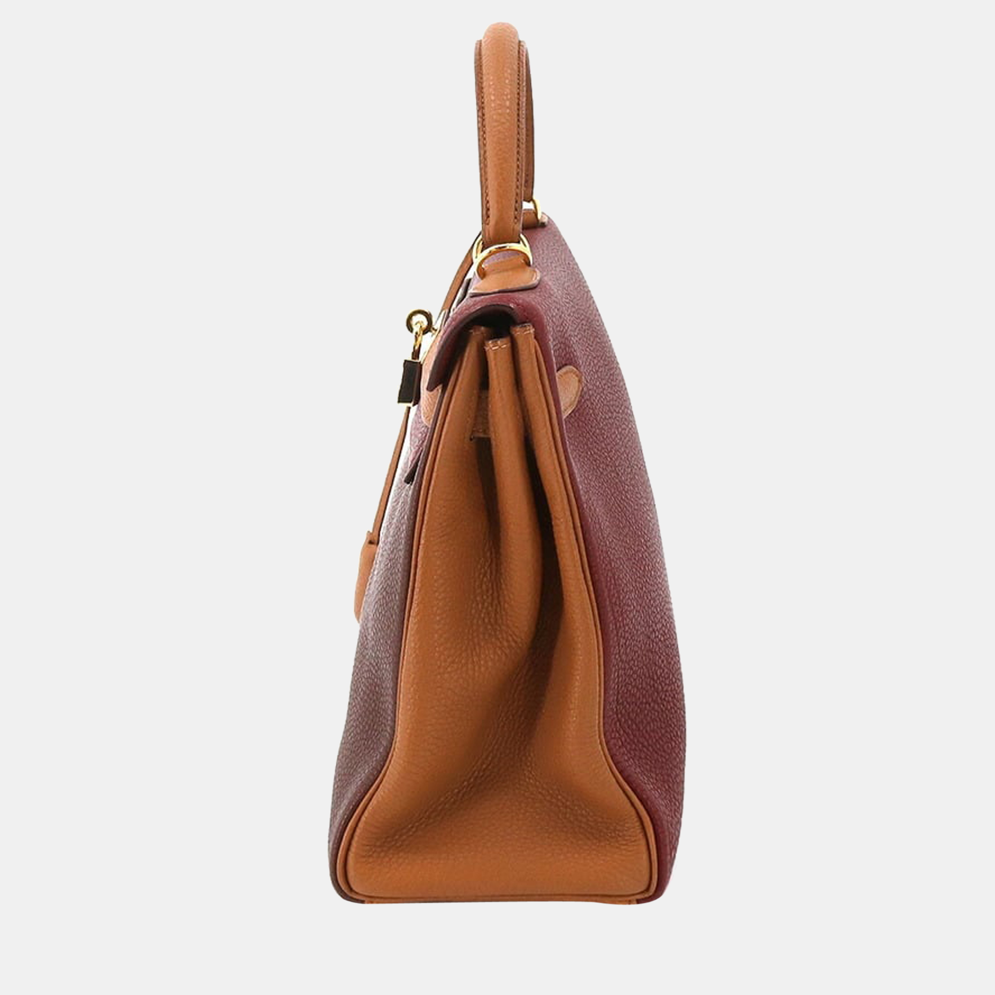 

Hermes Kelly 32 2way hand shoulder bag Togo marron rouge ash gold inner seam a¡F stamped tricolor, Brown