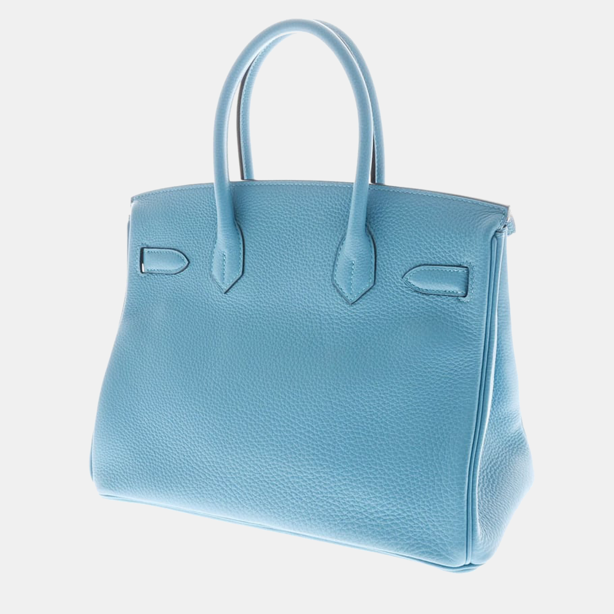 

Hermes Birkin 30 Turquoise Palladium Metal Fittings R Engraved (around 2014) Ladies' Taurillon Clemence Handbag, Blue