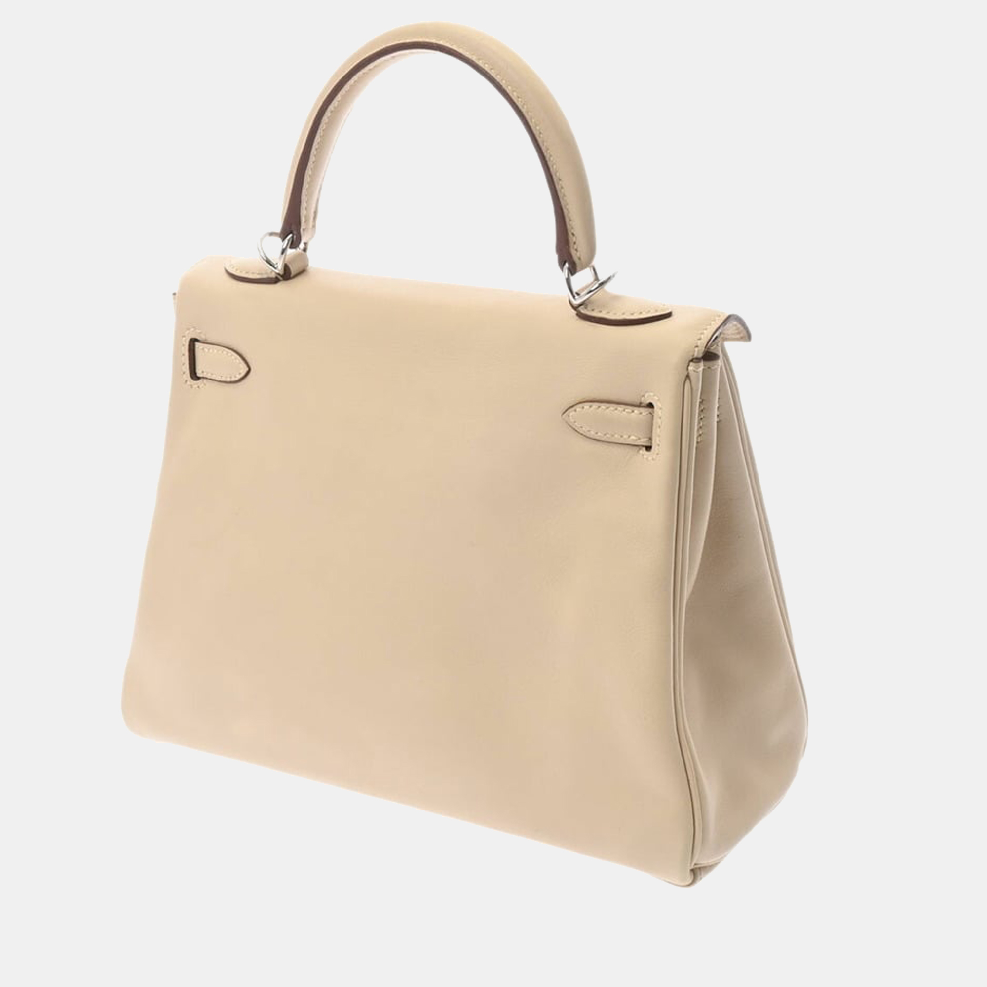 

Hermes Kelly 25 Inner sewing Pershman Palladium metal fittings K stamped (around 2007) Ladies Swift bag, Beige