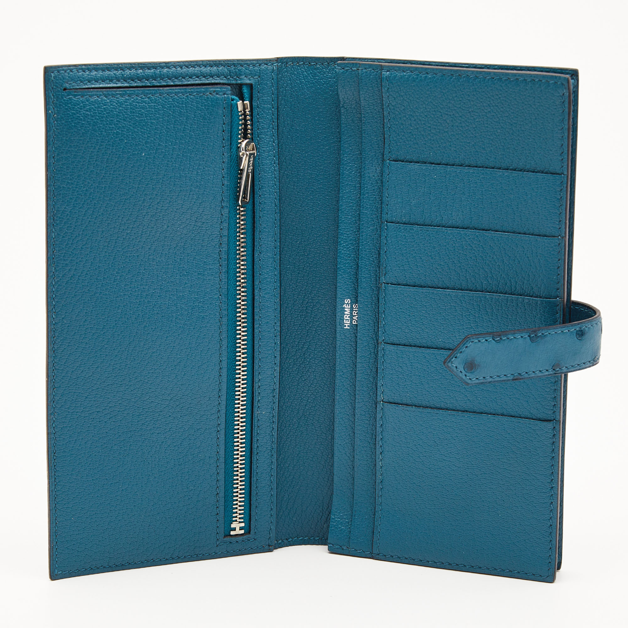 

Hermes Colvert Ostrich Bearn Wallet, Green