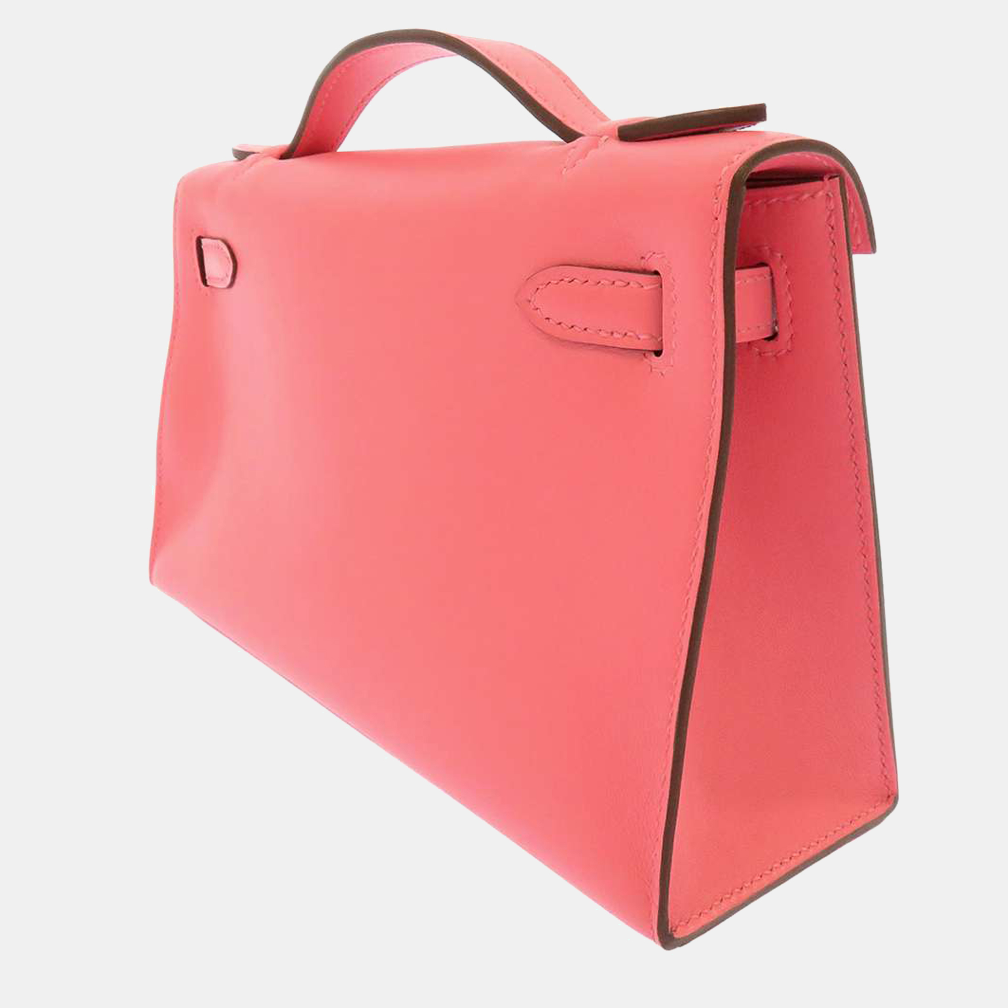 

Hermes Pink Swift Leather Palladium Hardware Pochette Kelly Clutch Bag