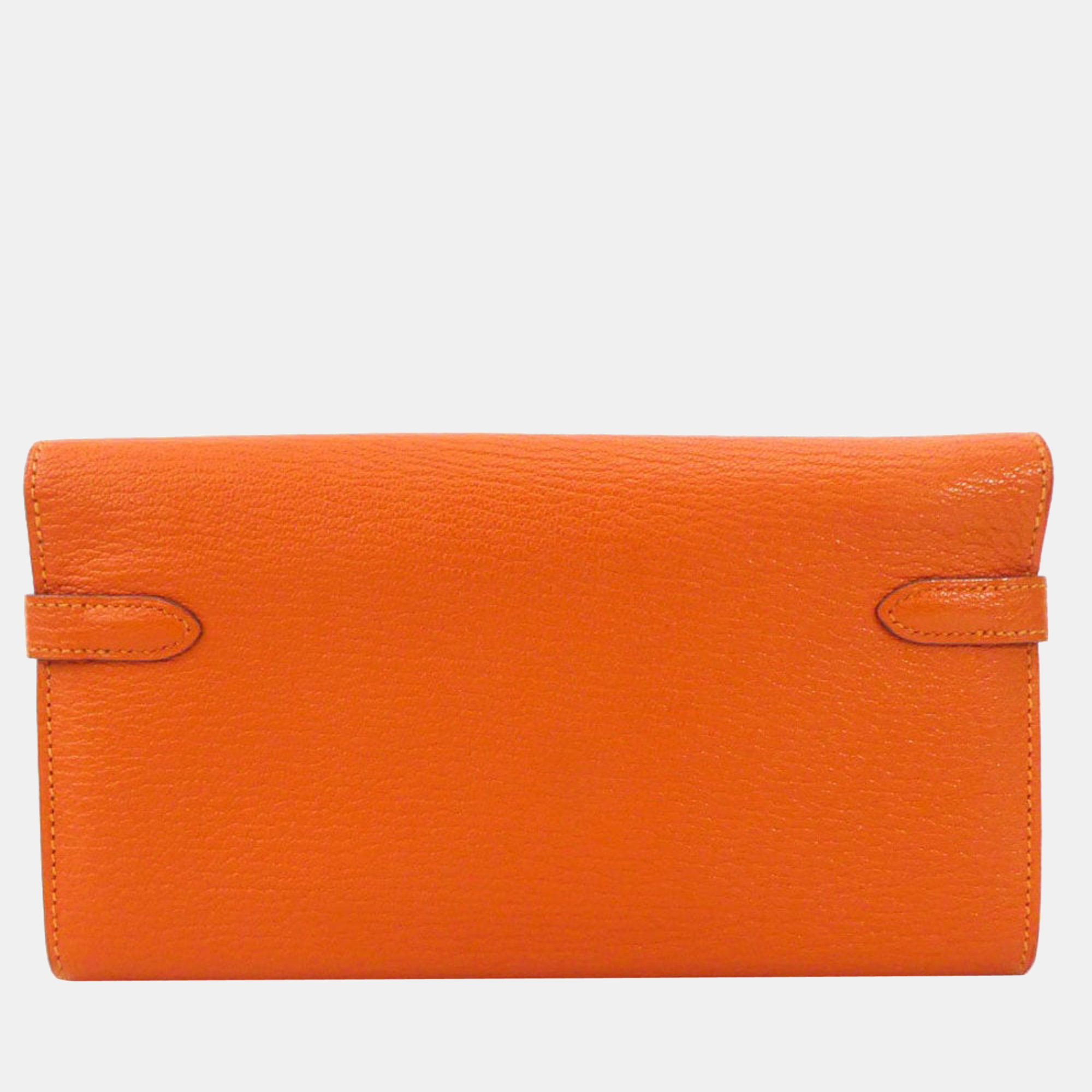 

Hermes Long Wallet Kelly Chevre Fu Unisex 99534f, Orange