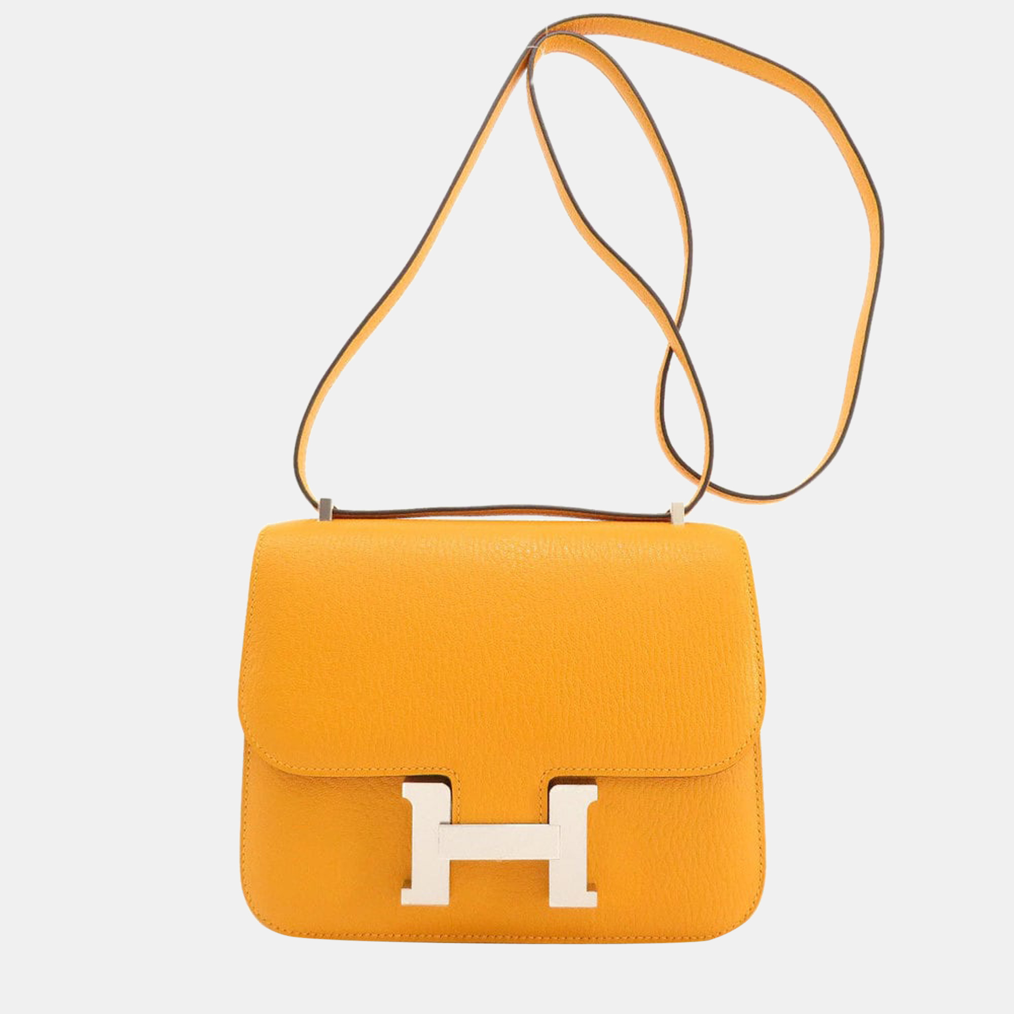 Pre-owned Hermes Constance 3 Chevre Moutard Rose Shoulder Bag Women's In Orange