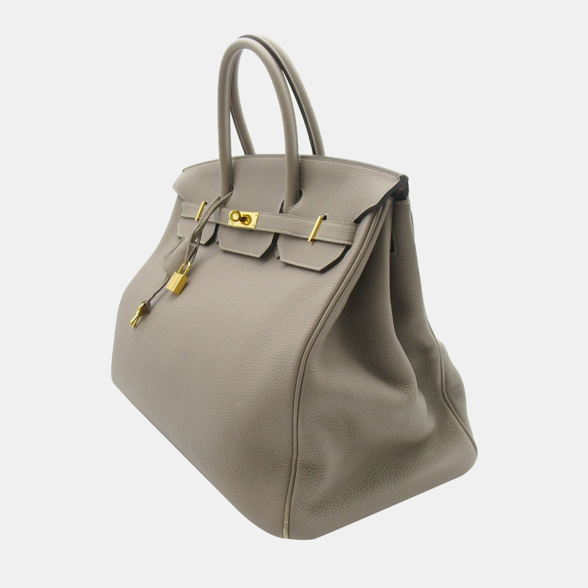 

Hermes Grey Leather Gold Plated Hardware Birkin 40 Tote Bag