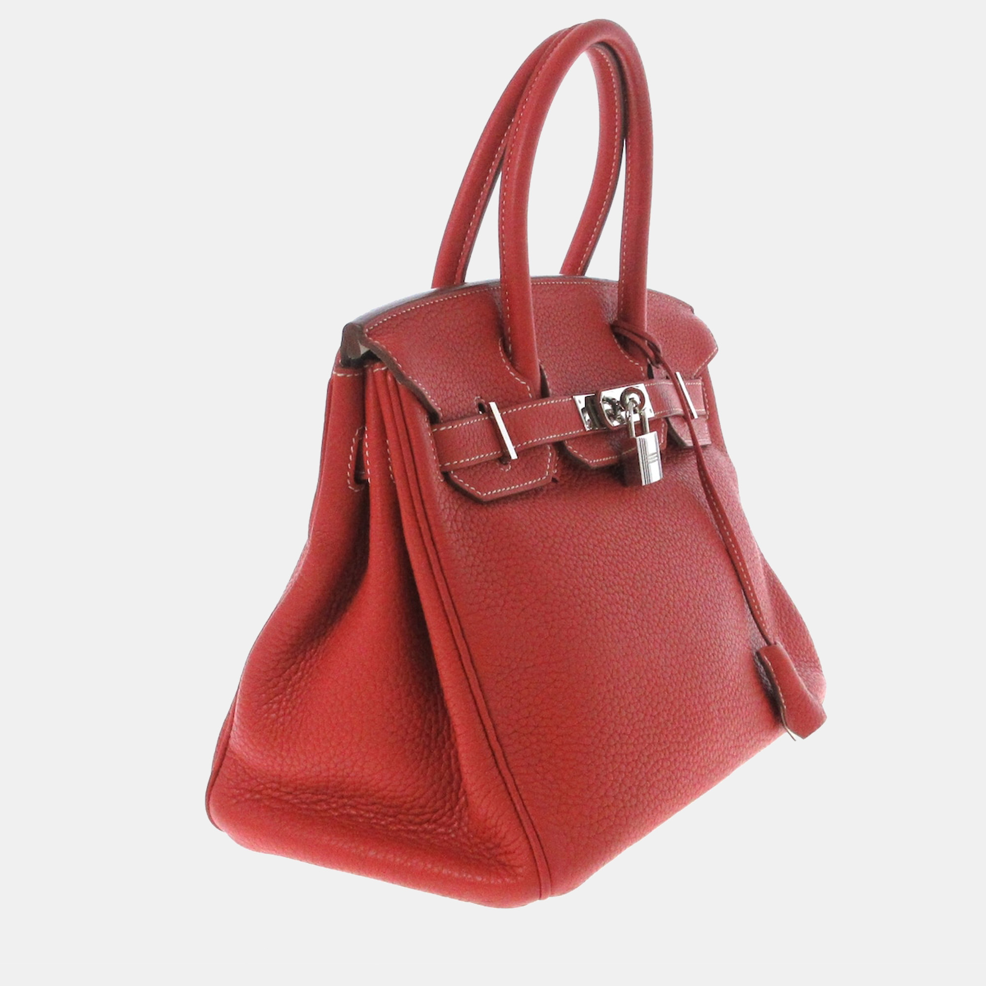 

Hermes Red/White Clemence Leather Palladium Hardware Birkin 30 Bag