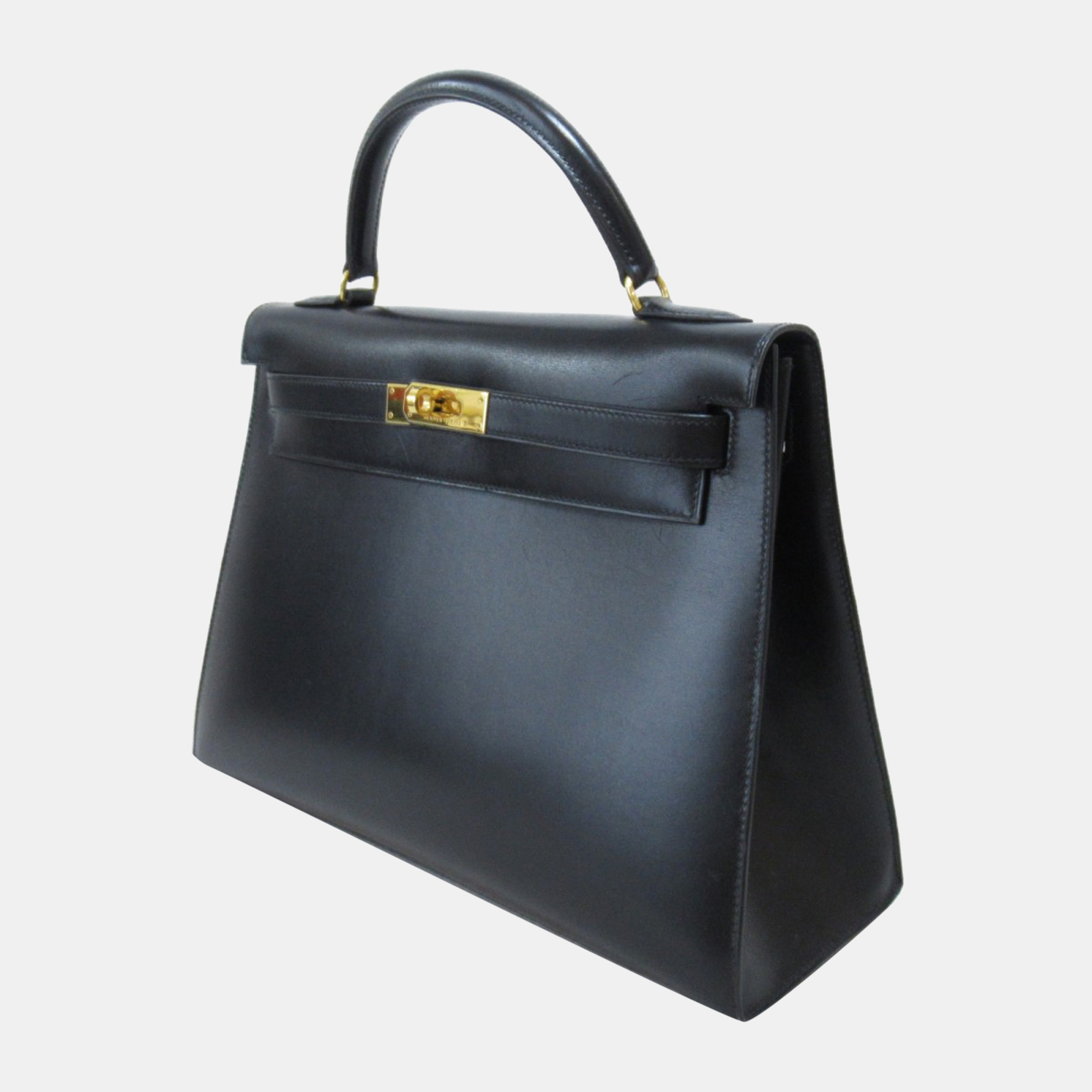 

Hermes Black Box Calf Leather Gold Hardware Kelly Sellier 32 Bag