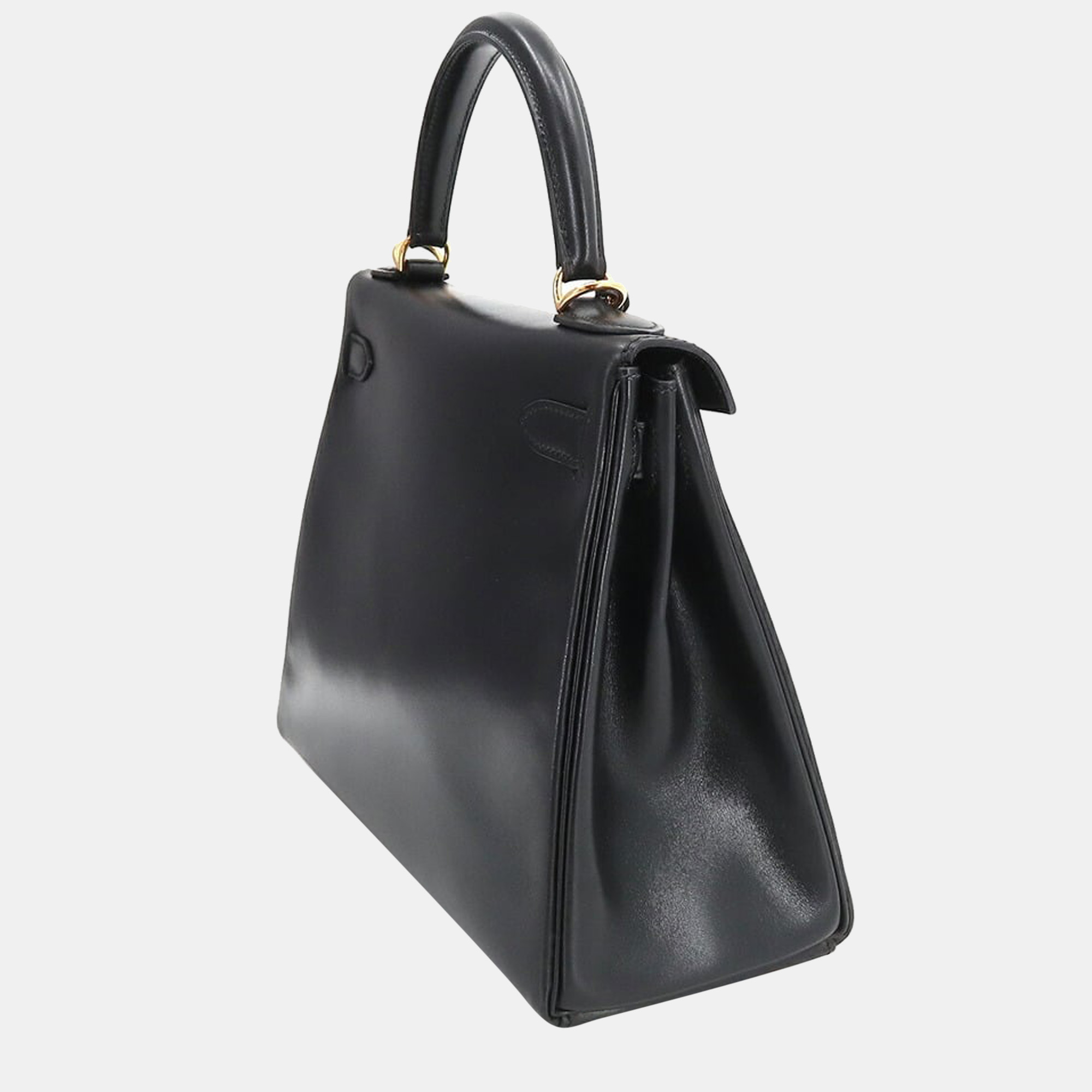 

Hermes Kelly 28 2way hand shoulder bag box calf leather black ¡ E stamped inner stitch gold metal fittings