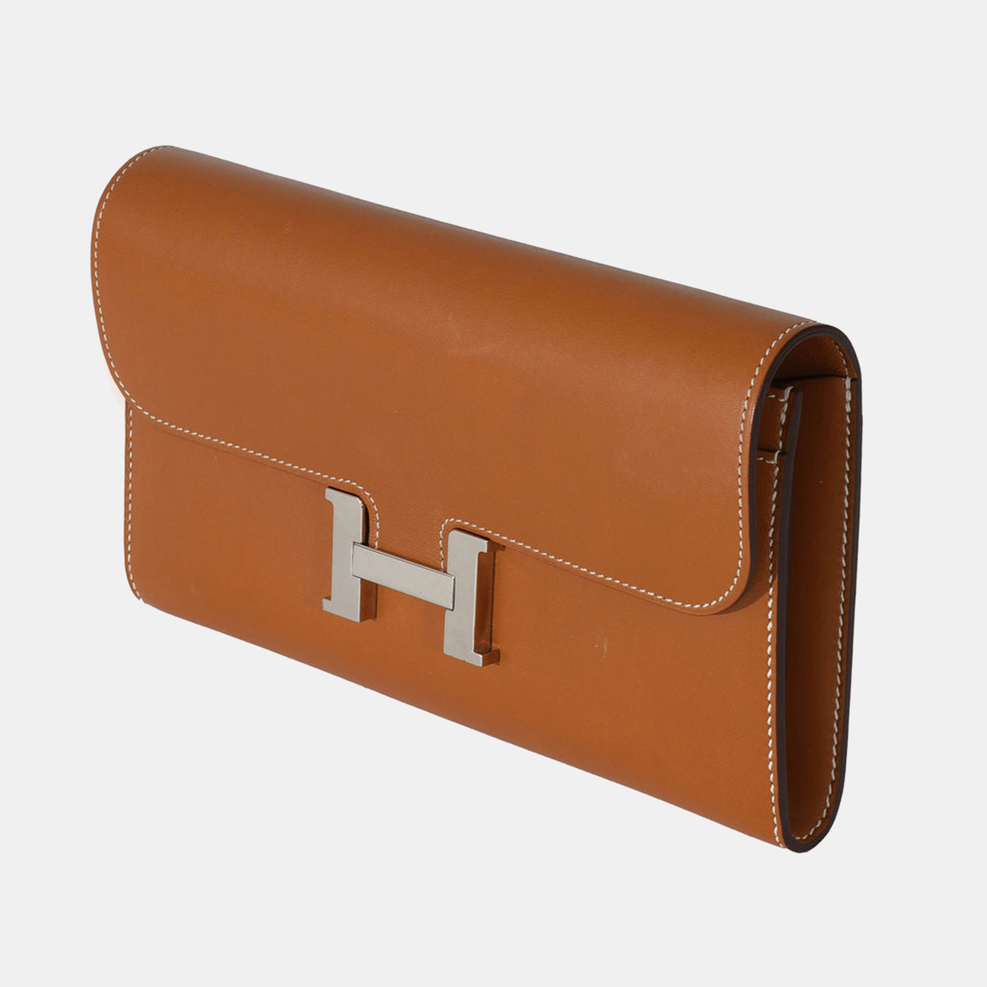 

Hermes Fauve Barenia Constance Long Wallet PHW, Brown