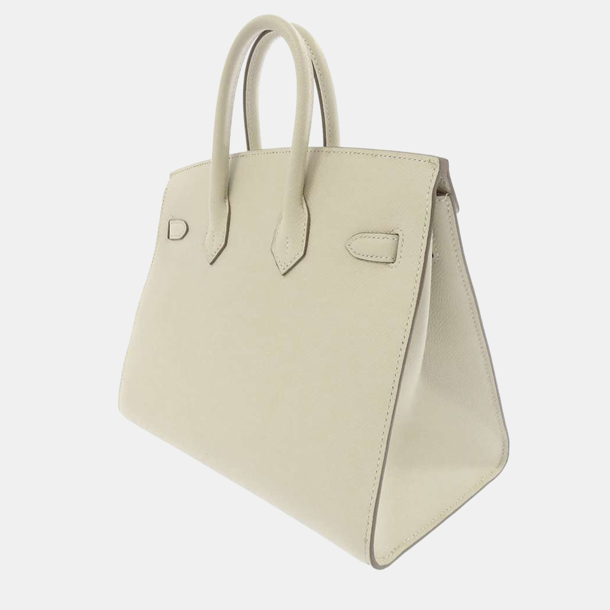 

Hermes White Epsom Leather Palladium Hardware Birkin Sellier 25 Bag