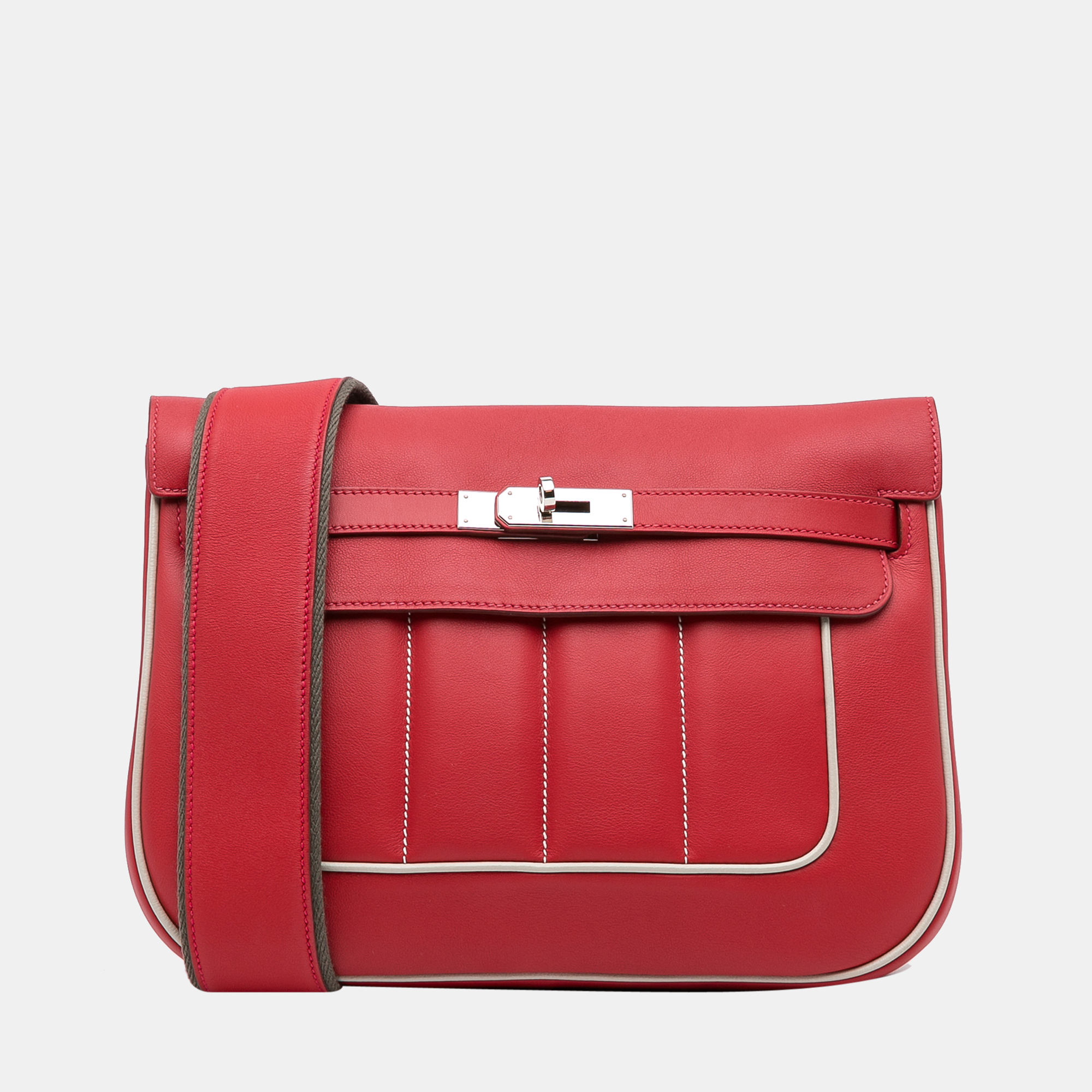 Hermès Berline Handbag in Red Swift Leather
