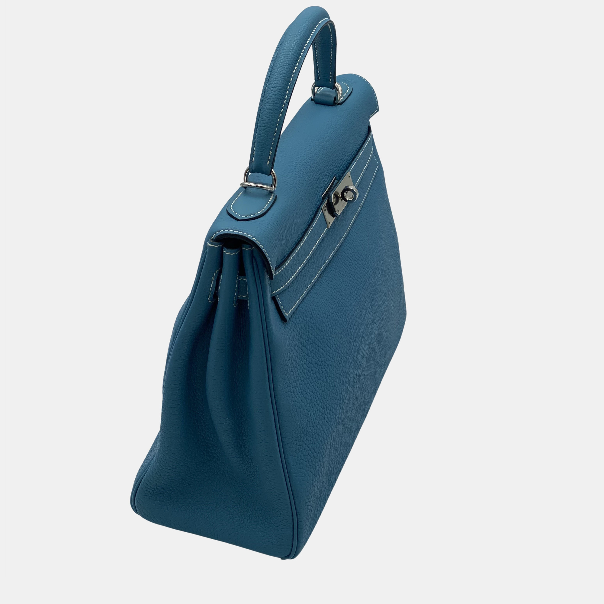 

Hermes Blue Togo Leather Palladium Hardware Kelly 32 Bag