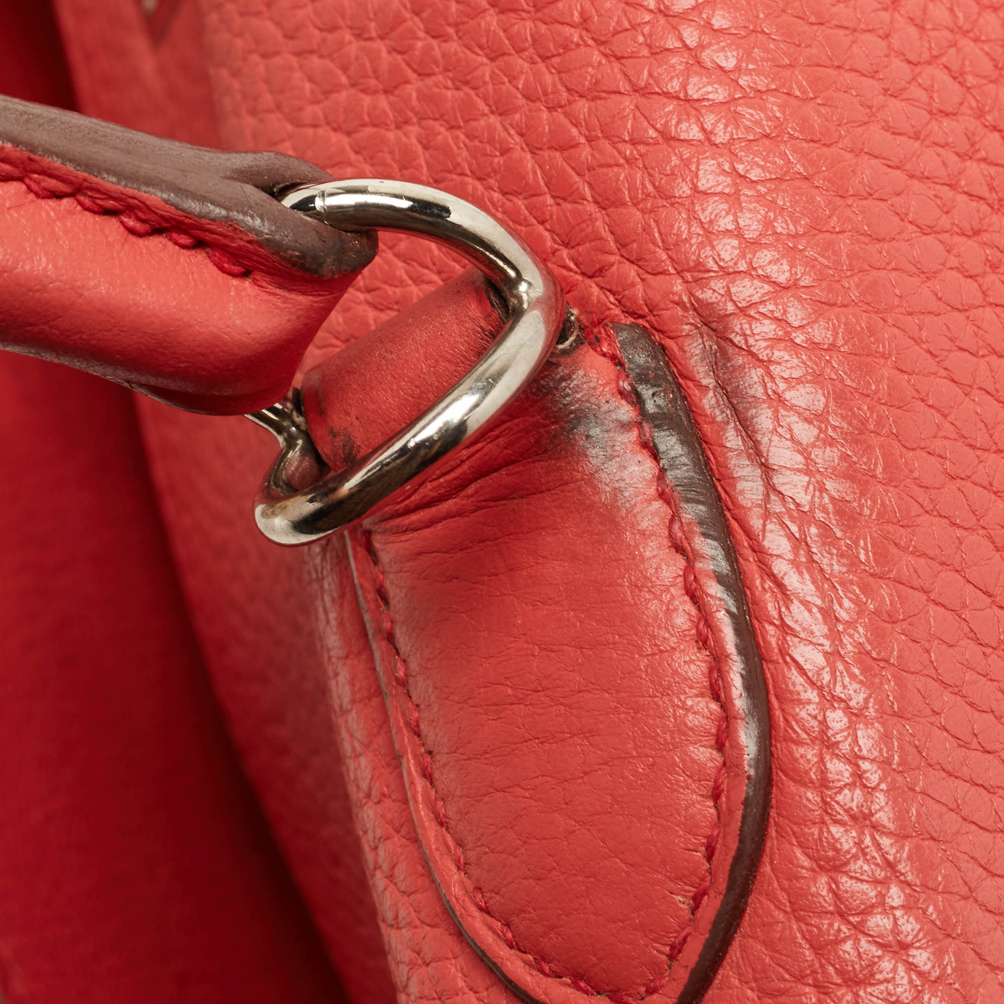 Hermès Rose Jaipur Taurillion Clemence Leather Palladium Finish Kelly Retourne 35 Bag