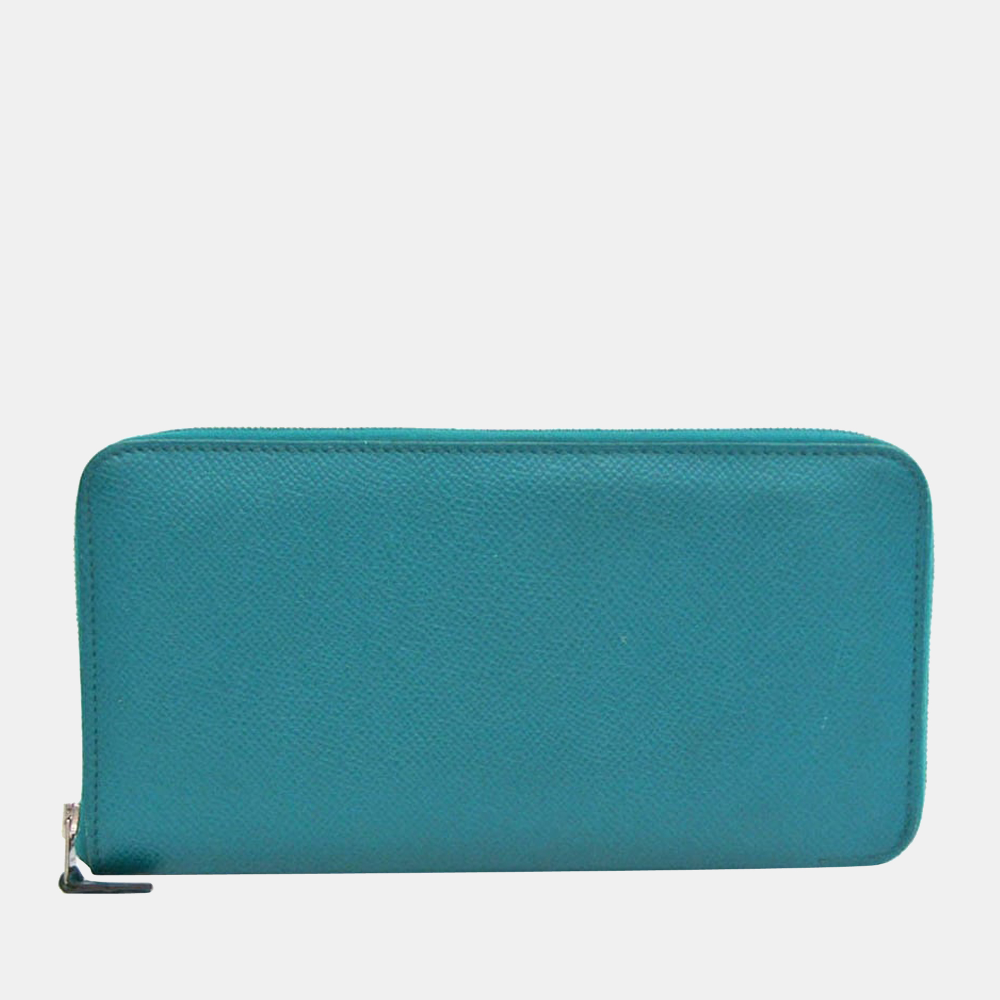 Pre-owned Hermes Azap Long Women's Epsom Leather Long Wallet (bi-fold) Blue Bf563251