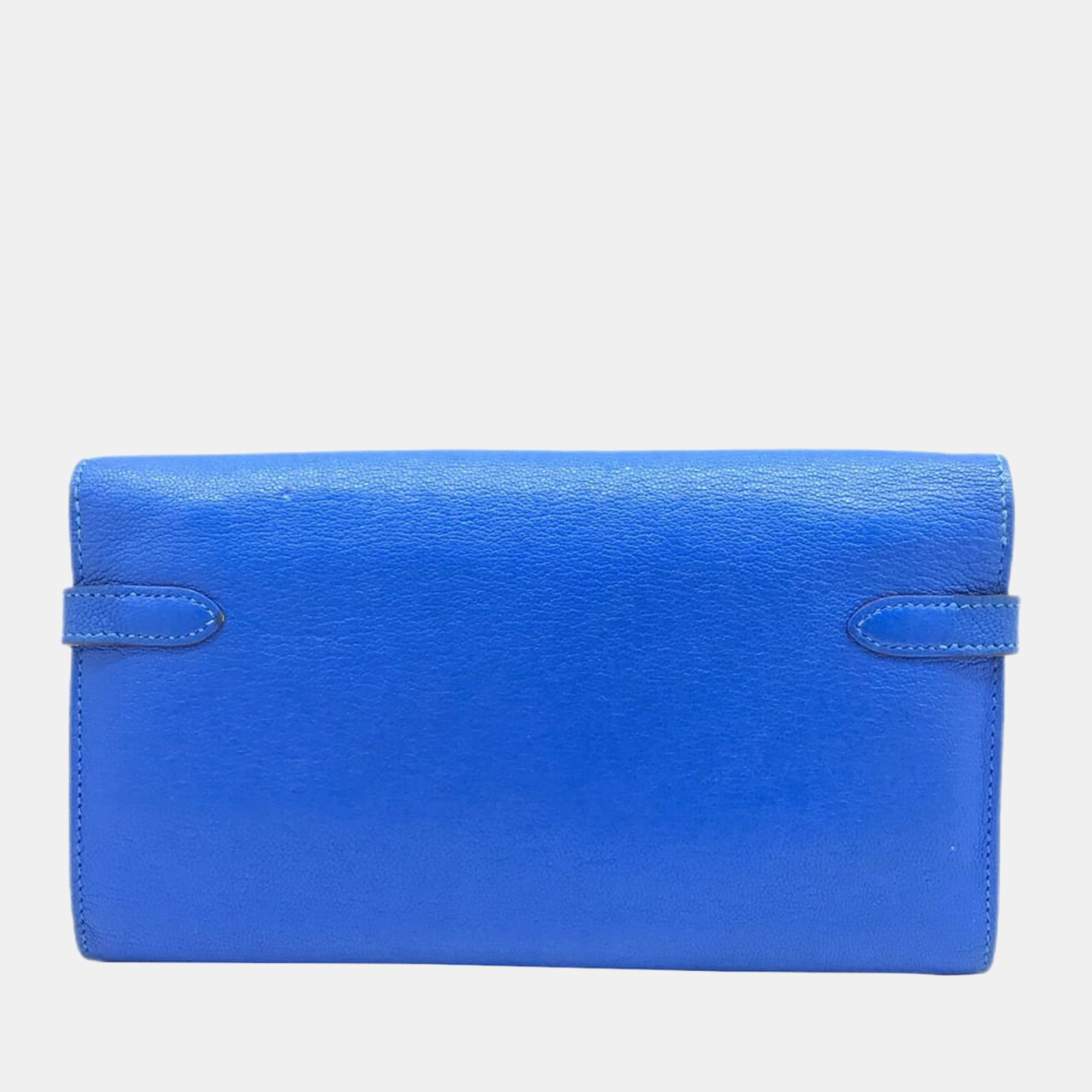 

Hermes Kelly Wallet Long Blue Zanzibar Chevre A Engraved (2017) SV Metal Fittings Silver Series Women's Men's Unisex