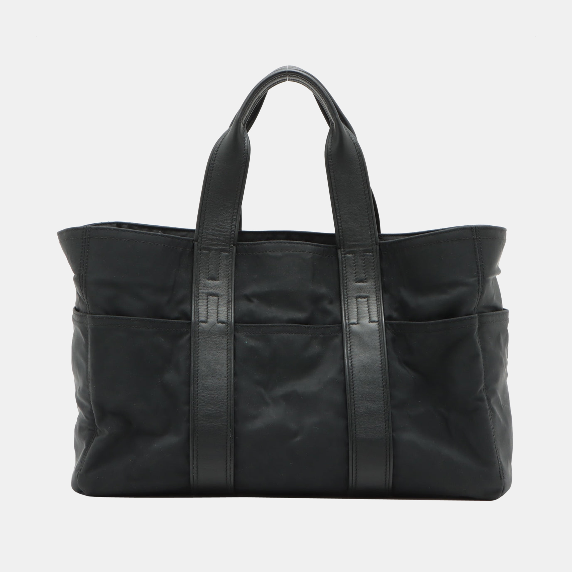 

Hermes Acapulco MM Nylon & leather Black Silver Metal fittings