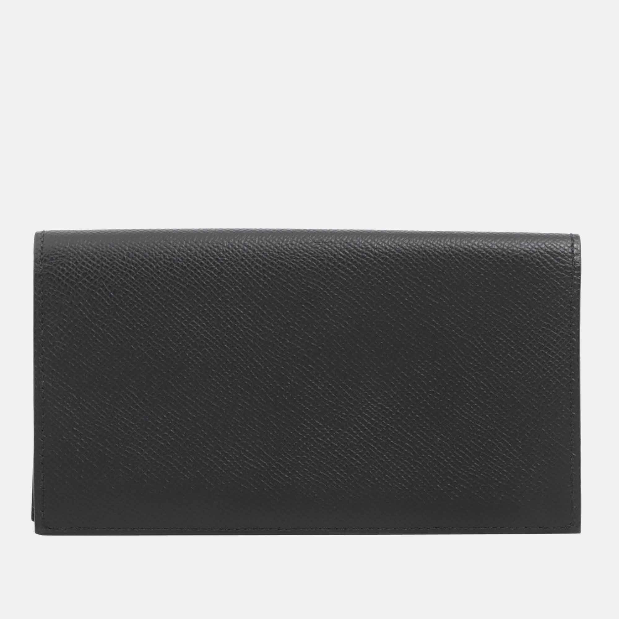 

Hermes Citizen Twill Long Veau Epsom Wallet Black Silver Metal fittings