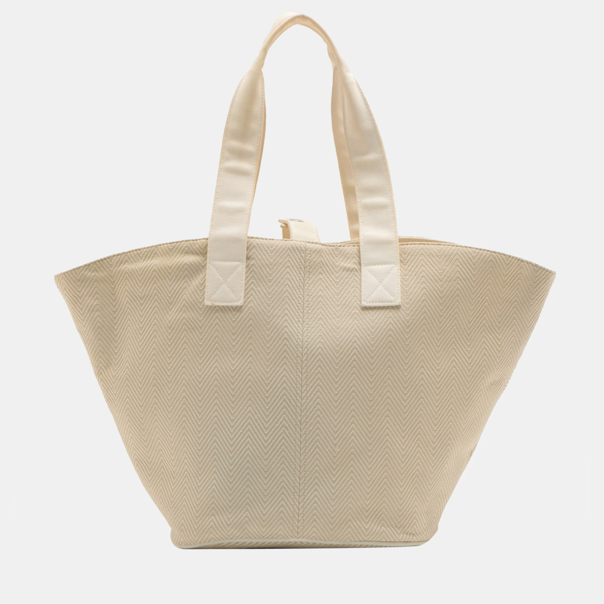 

Hermes Panier de Plage PM Toile Chevrons Beige Silver Metal fittings