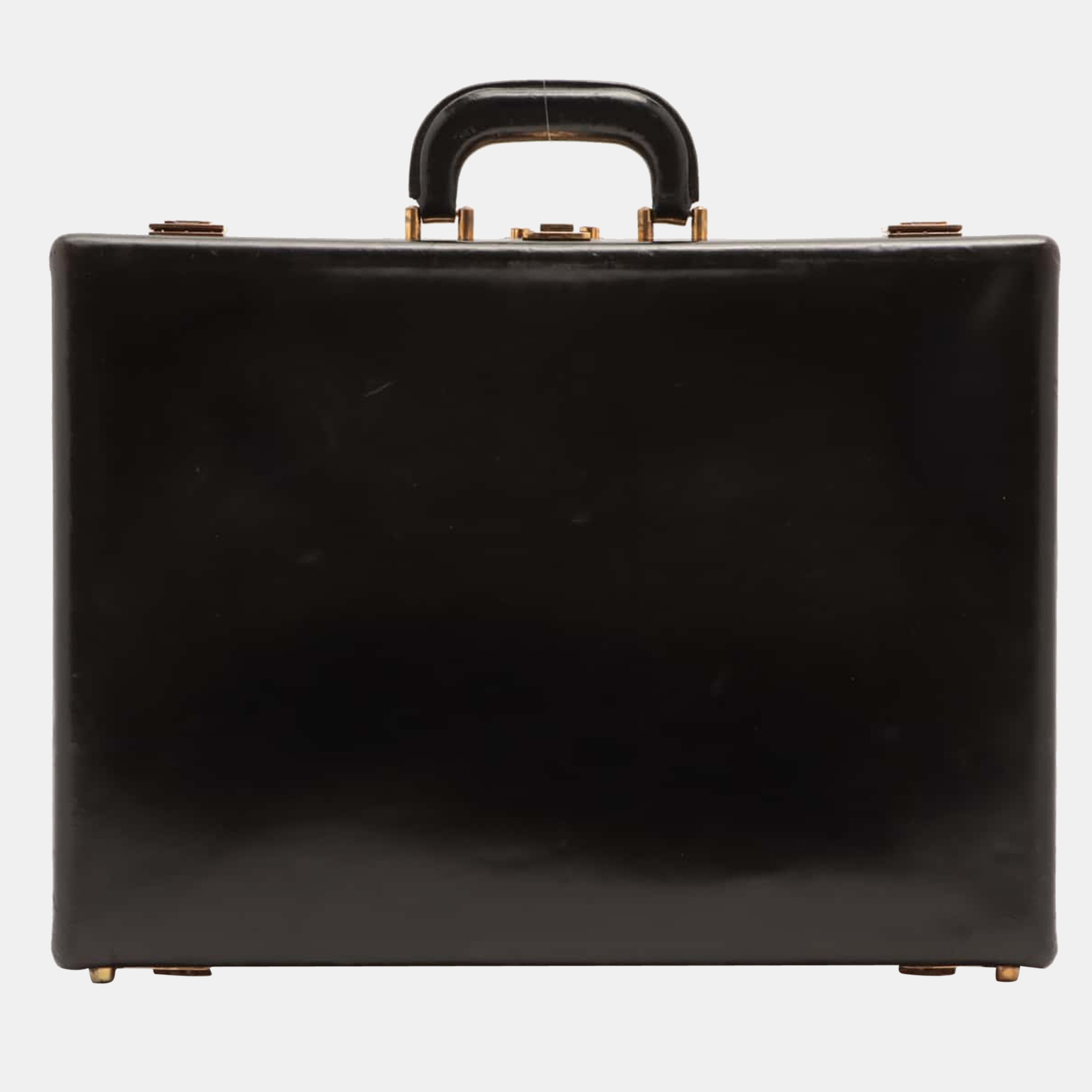 

Hermès Vintage Box calf Attache case Black Gold Metal fittings