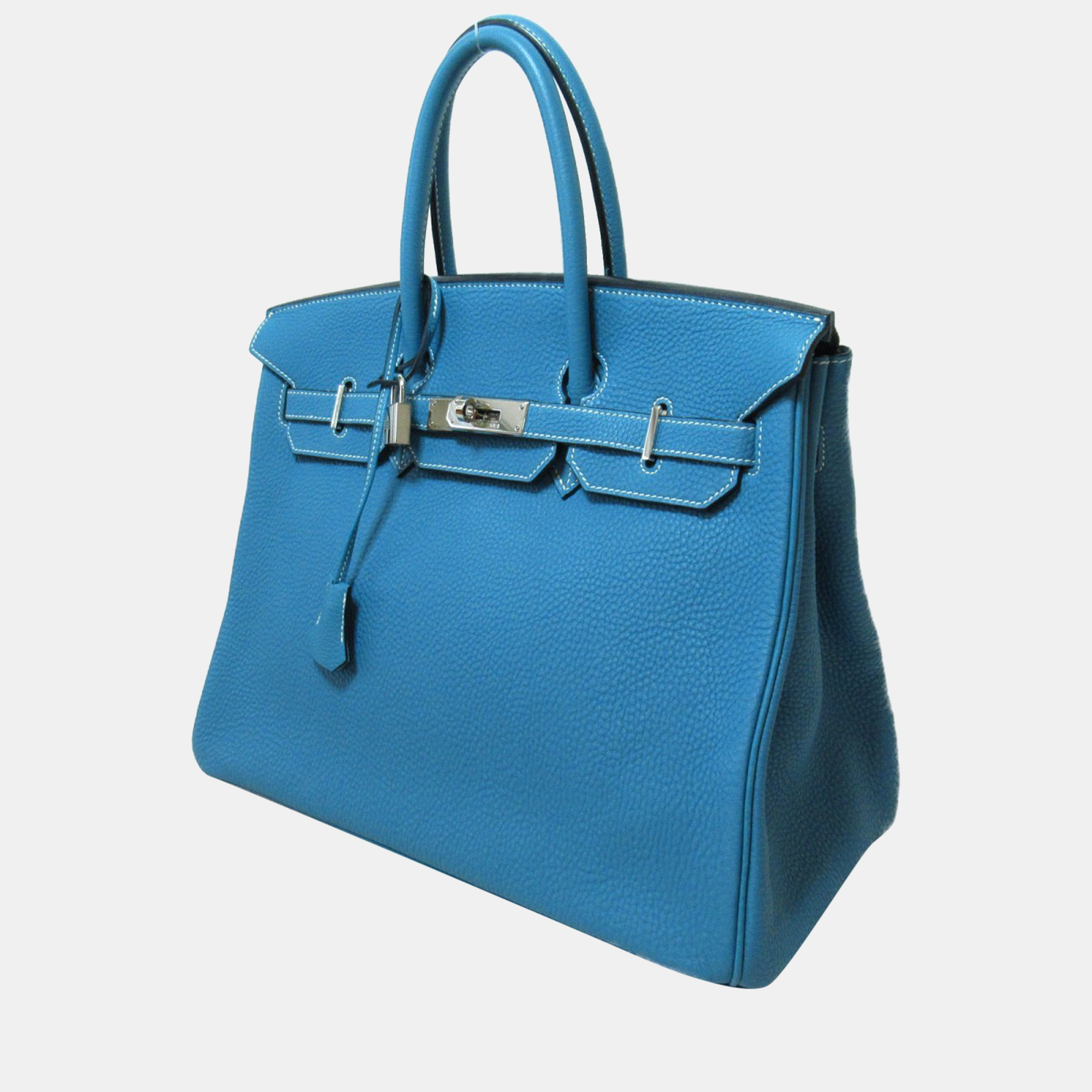 

Hermes Blue Clemence Leather Palladium Hardware Birkin 35 Bag