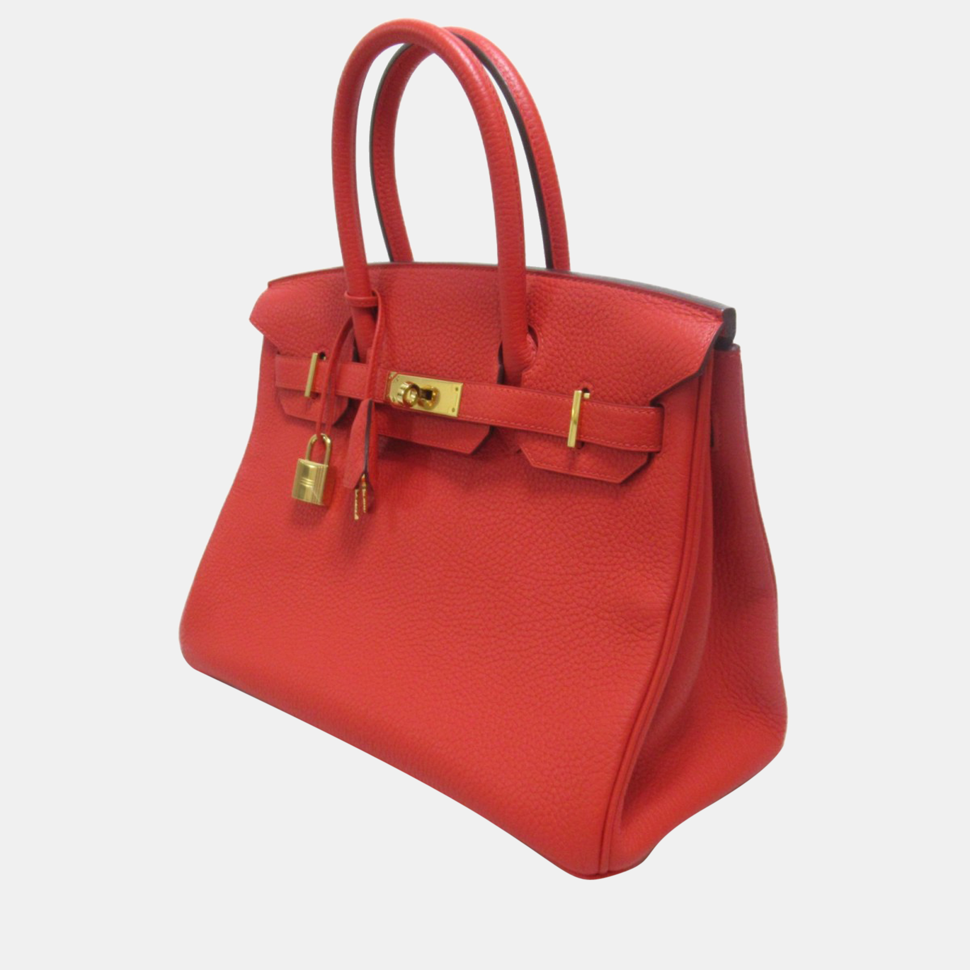 

Hermes Red Clemence Leather Gold Hardware Birkin 30 Bag