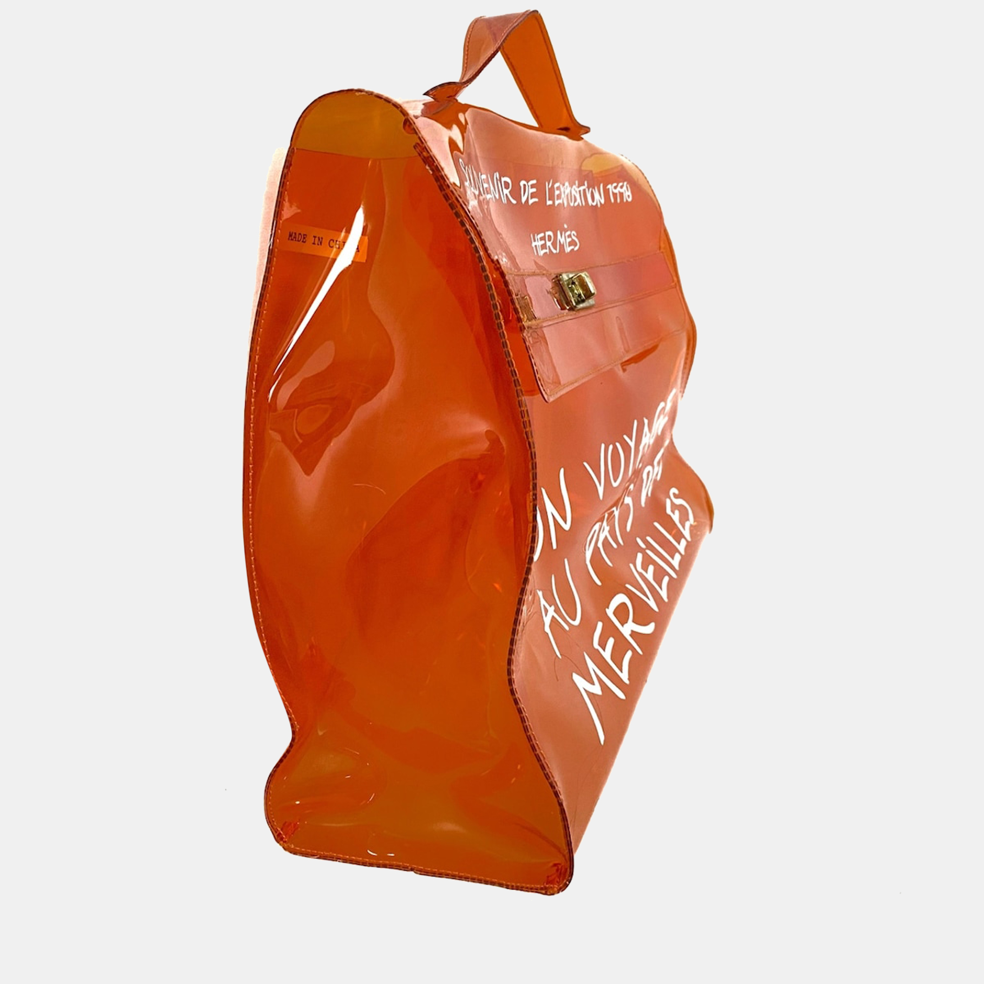 

Hermes Orange Vinyl Souvenir De L'Exposition Kelly Top Handle Bag