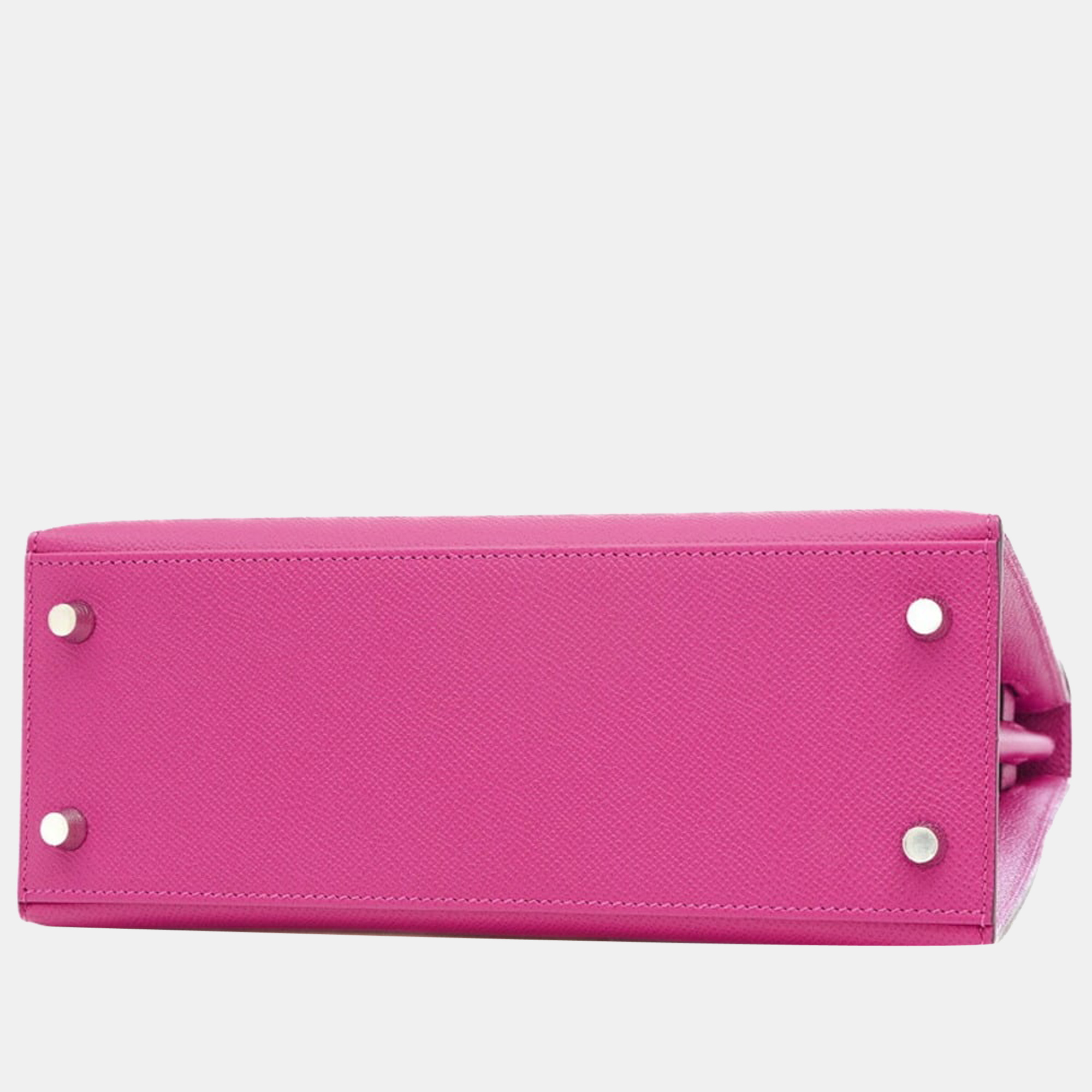 

Hermes Kelly 25 Outer Sewing Epson Handbag Rose Purple Silver Metal Fittings C Engraved, Pink