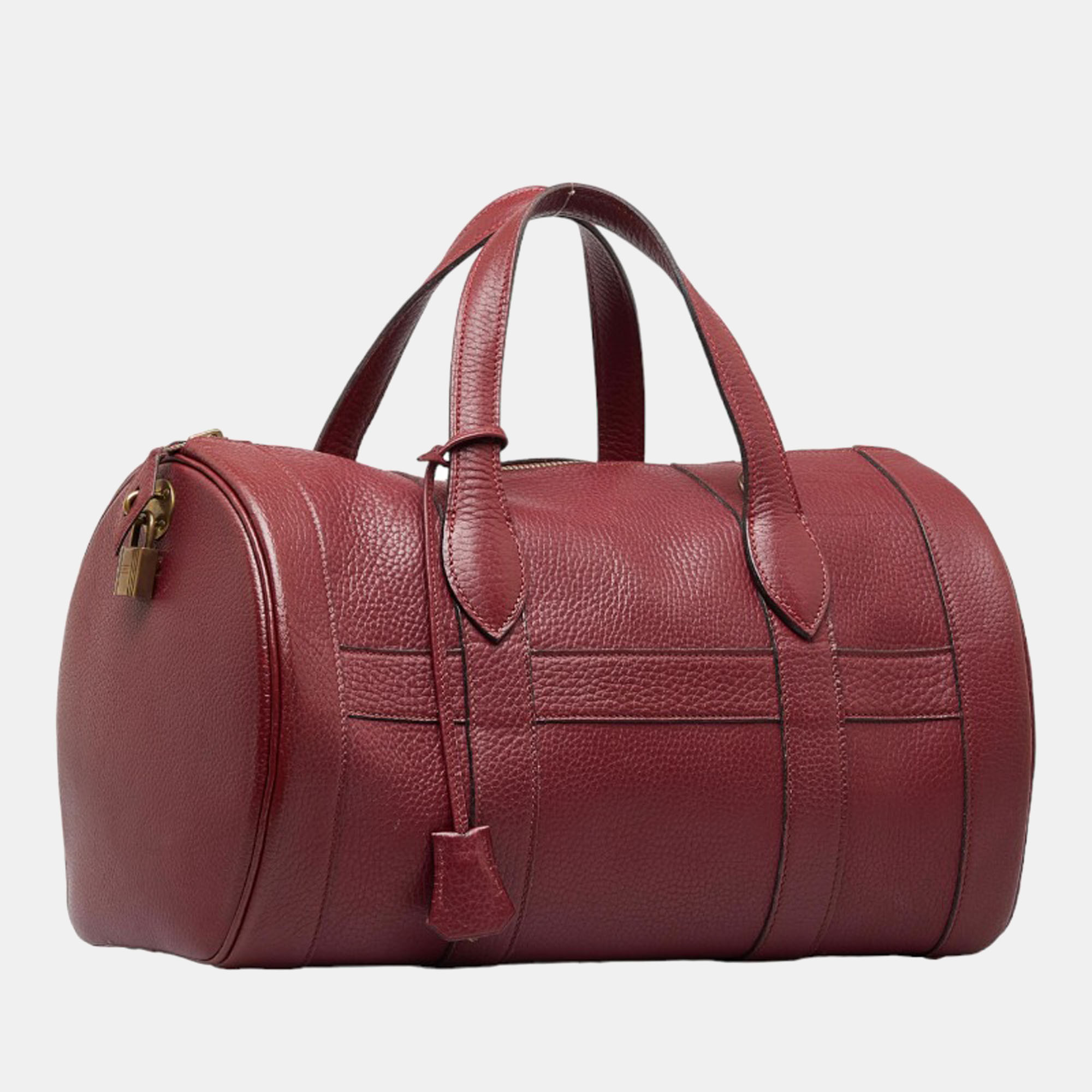 

Hermes Red 1990 Leather Boston Bag