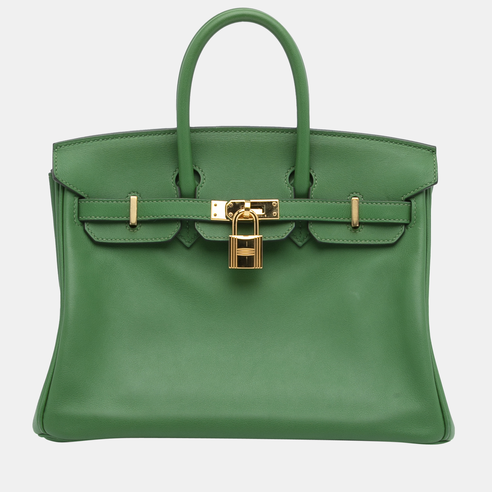 Birkin 25 leather handbag Hermès Green in Leather - 17278608