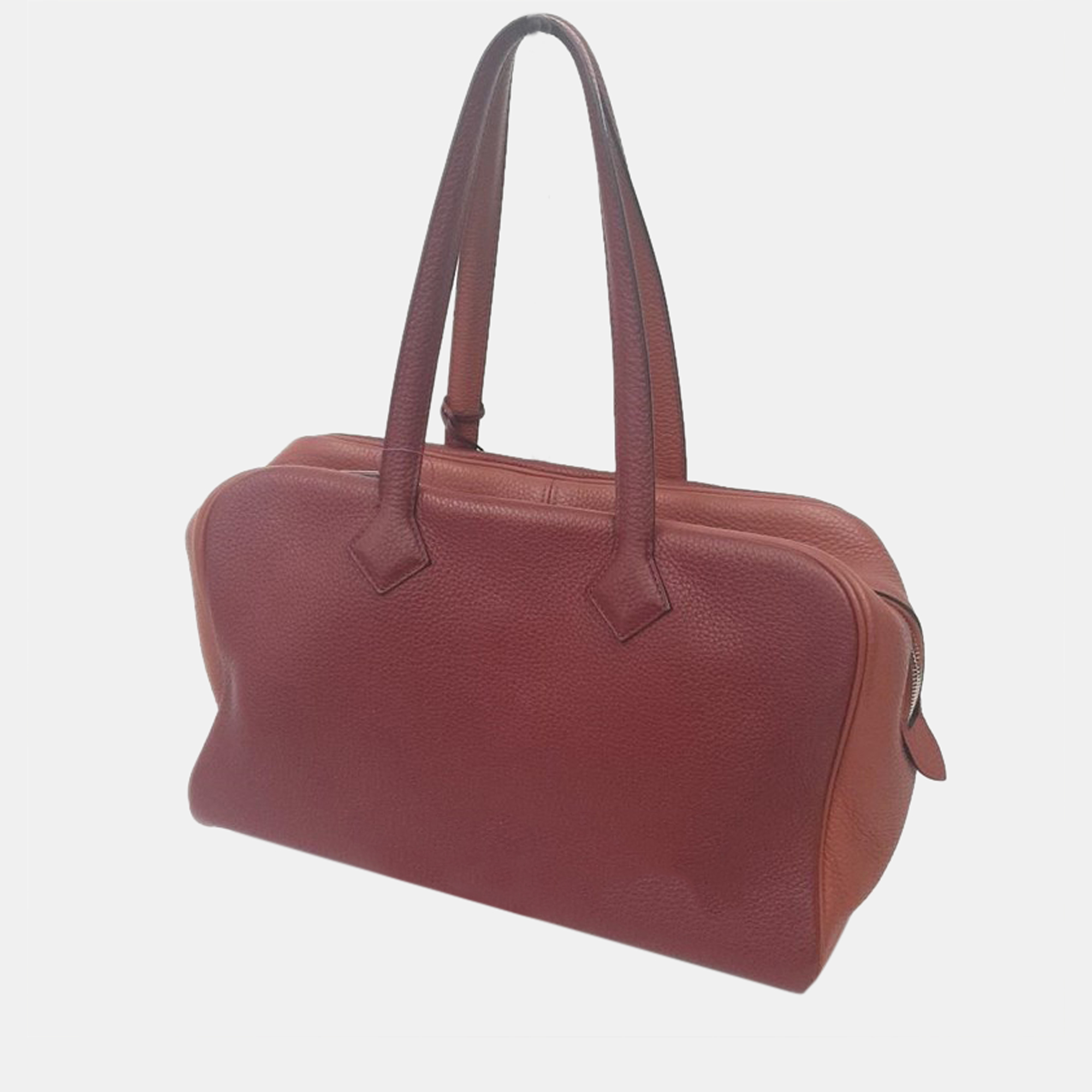

Hermes Red Togo Leather Victoria II Satchel Bag