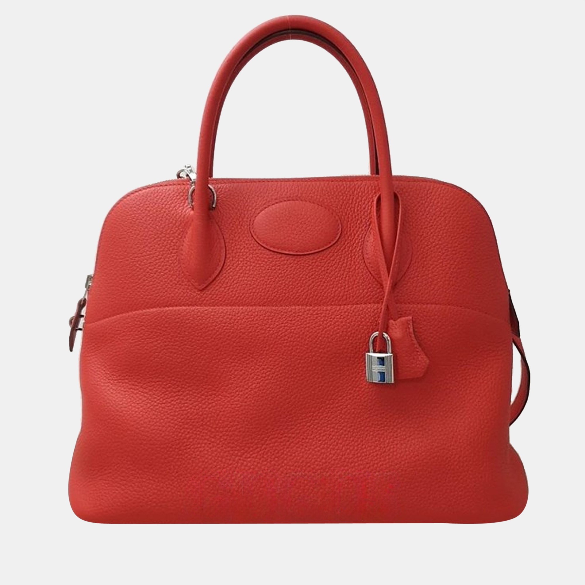 

Hermes Red Clemence Leather Bolide 35 Satchel Bag