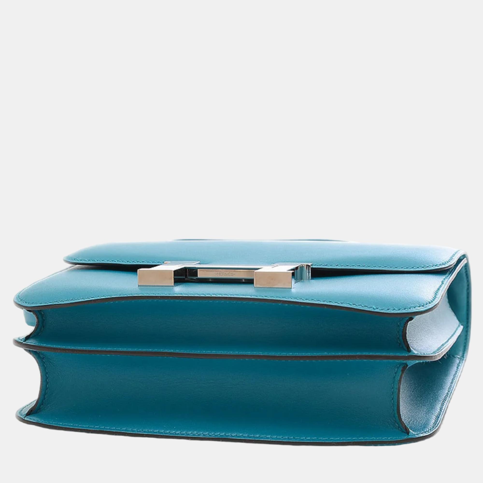 

Hermes Constance 24 Shoulder Bag Tadelakt Blue Izmir Silver Hardware A Engraved