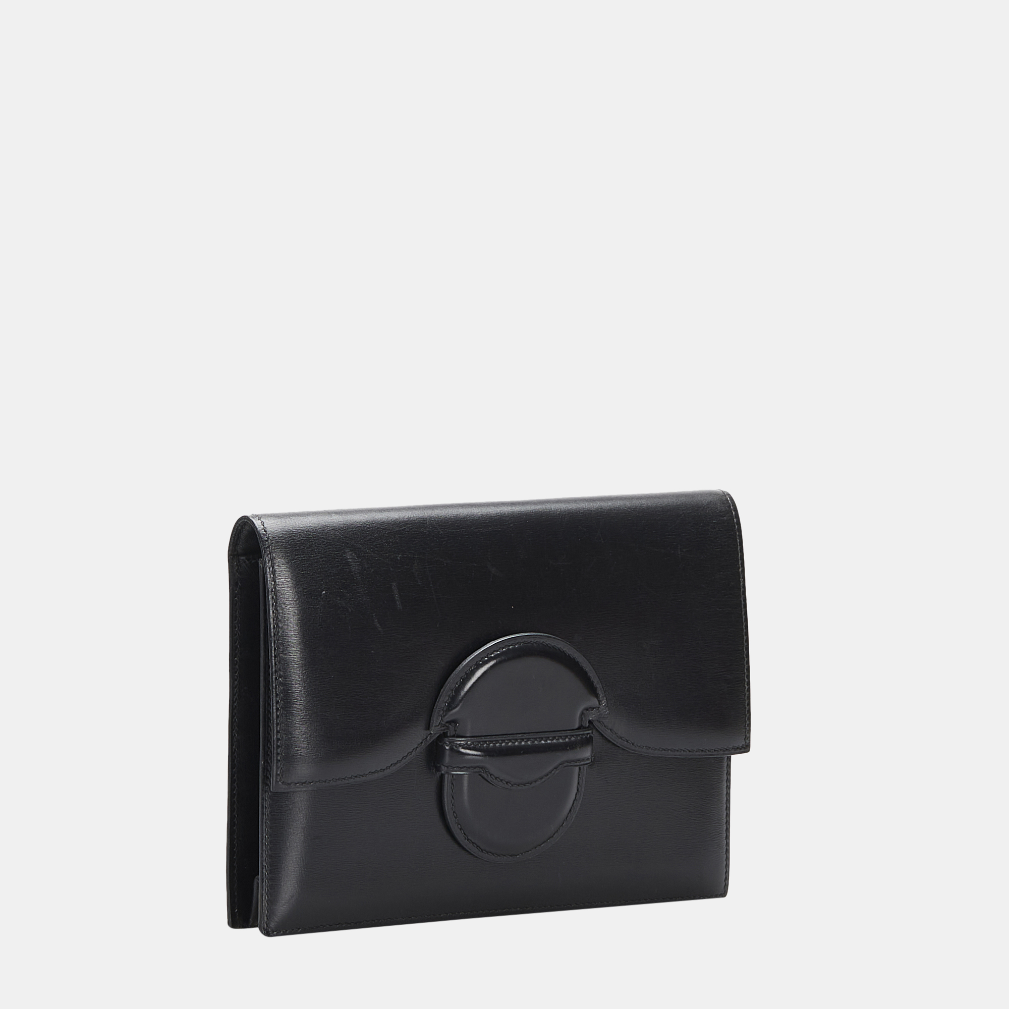 

Hermes Black Box Calf Leather Clutch Bag