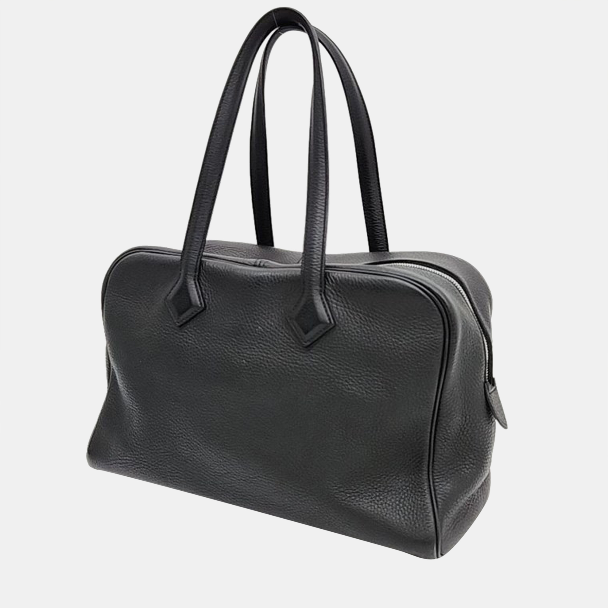 

Hermes Black Clemence Leather Victoria II Satchel Bag