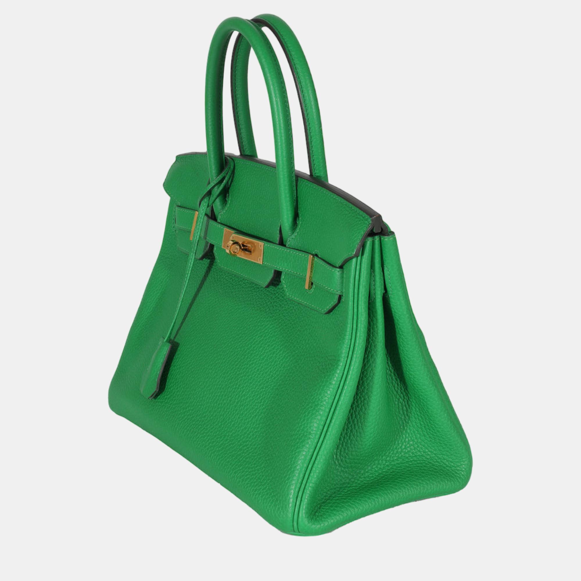 

Hermes Bambou Togo Birkin 30 GHW, Green