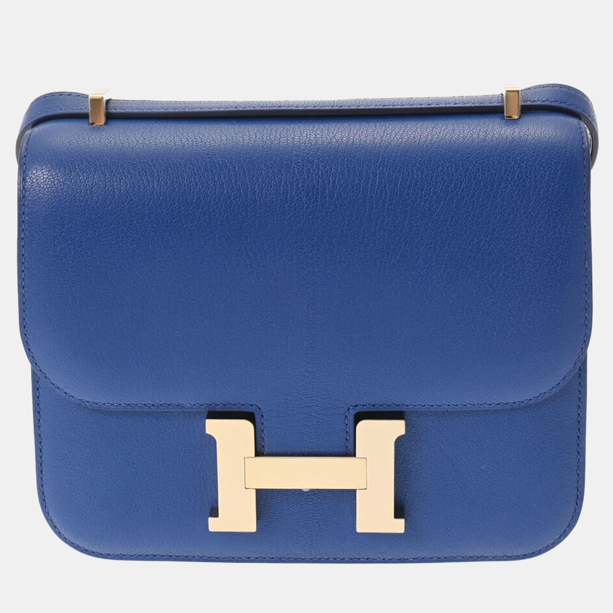 

Hermes Blue Leather Chevre Constance Mini 18 Shoulder Bag